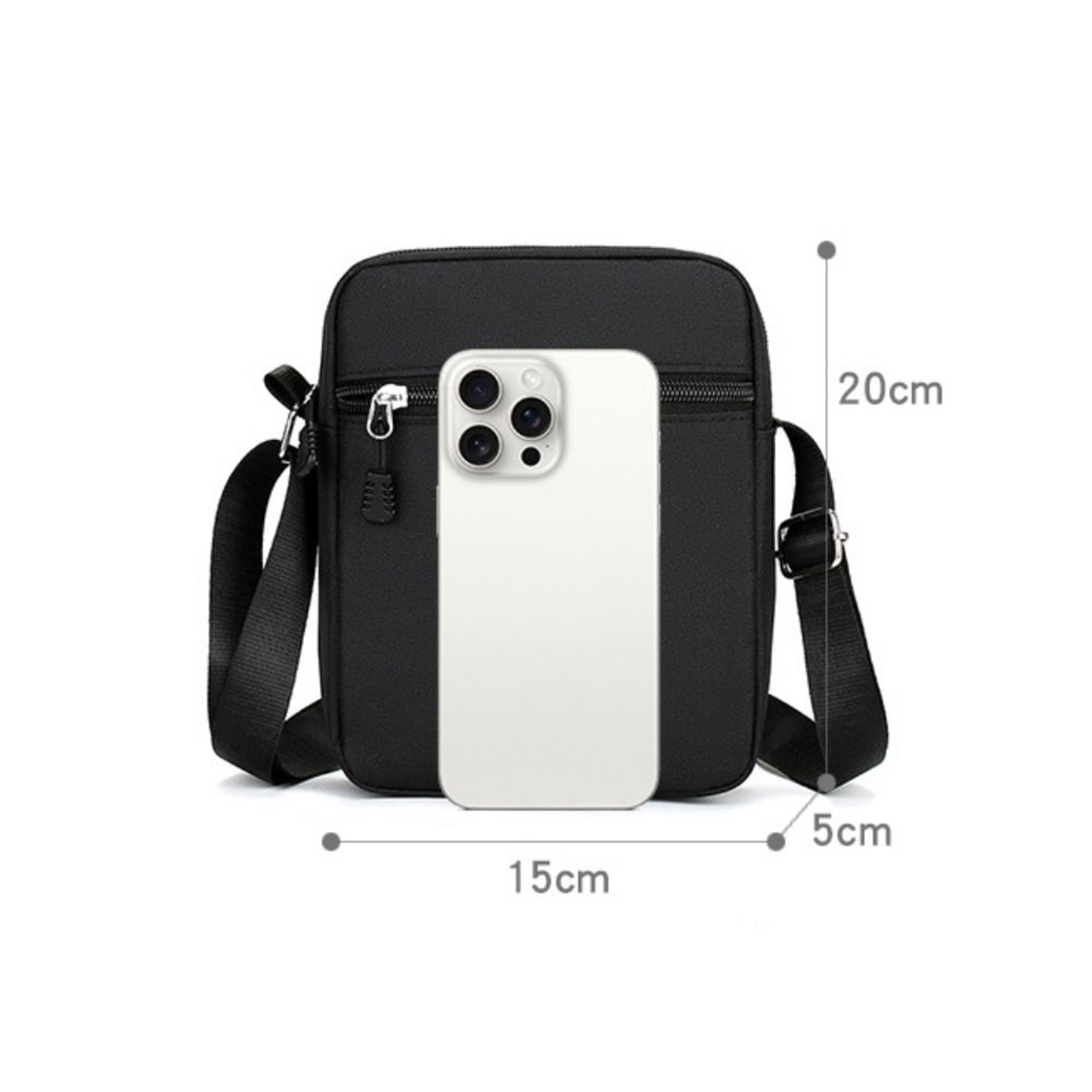 Oxford Shoulder Bag, Durable Mini Black Mobile Phone Bag, Waist Pack for Men – view 5