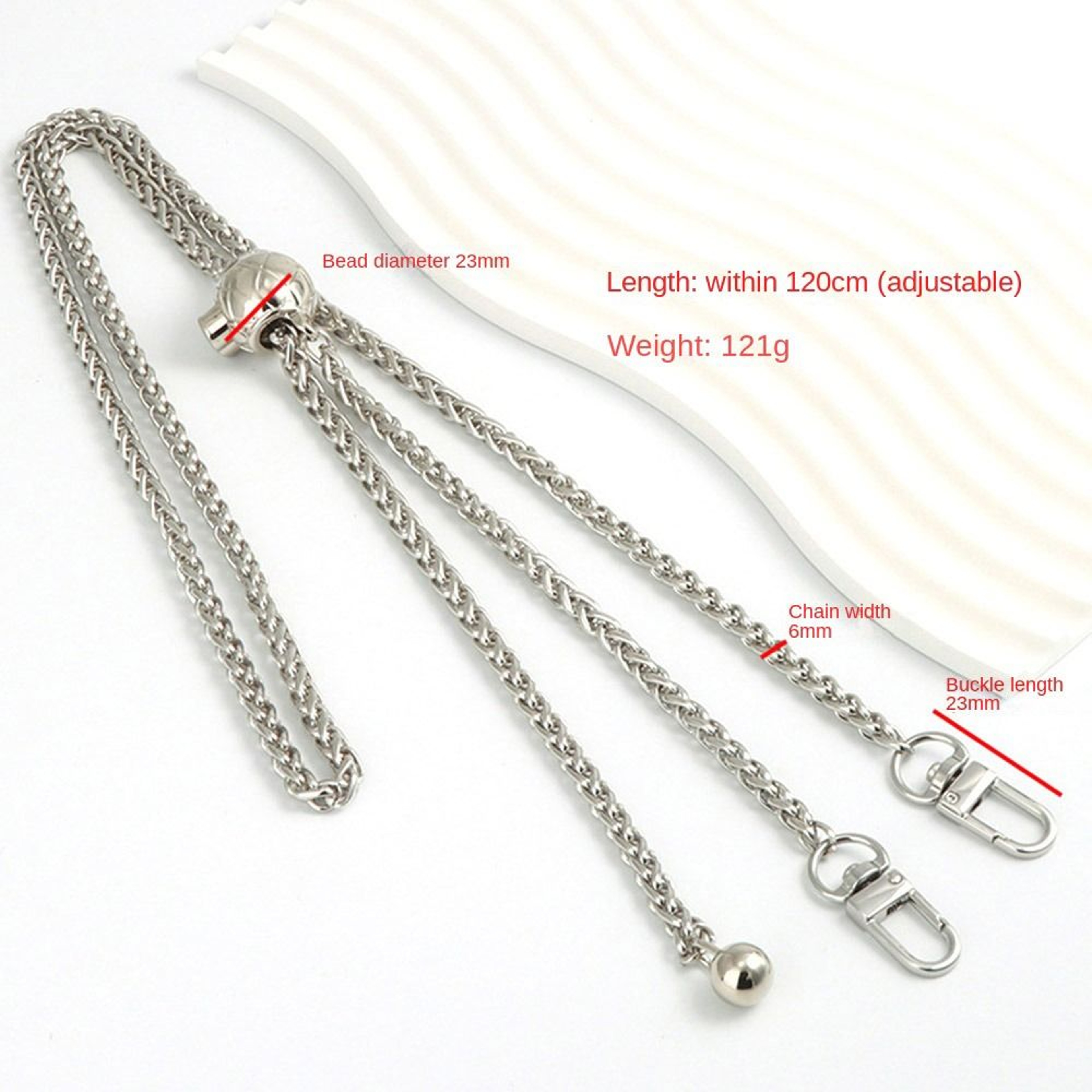 Metal Purse Chain Strap Handle for Handbag Shoulder Crossbody Bag with Adjustable Length and Ball – view 10