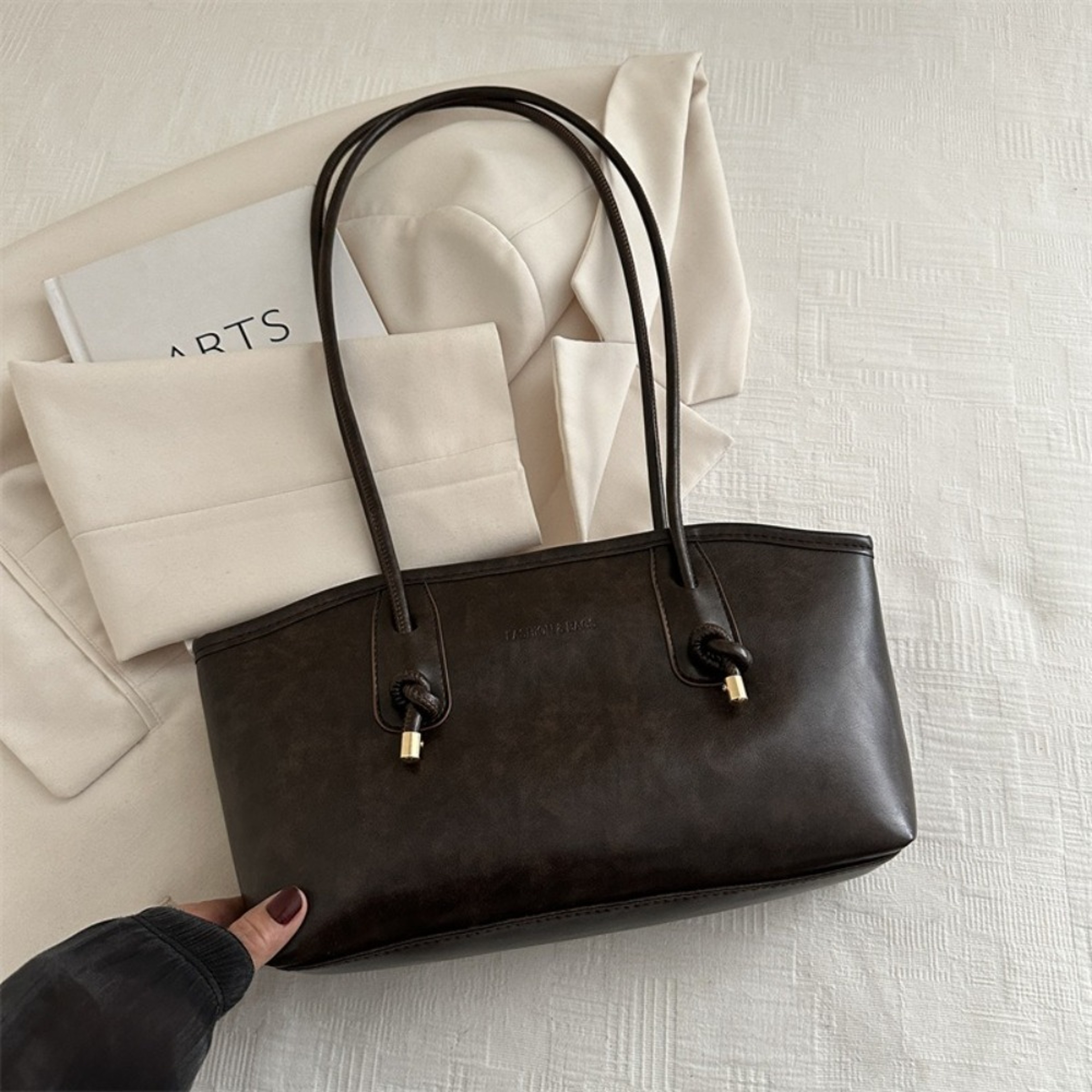 Fashion New Large Capacity Work Shoulder Bag, PU Leather Tote Bag, Solid Color Simple Lady Handbags for Women – view 11