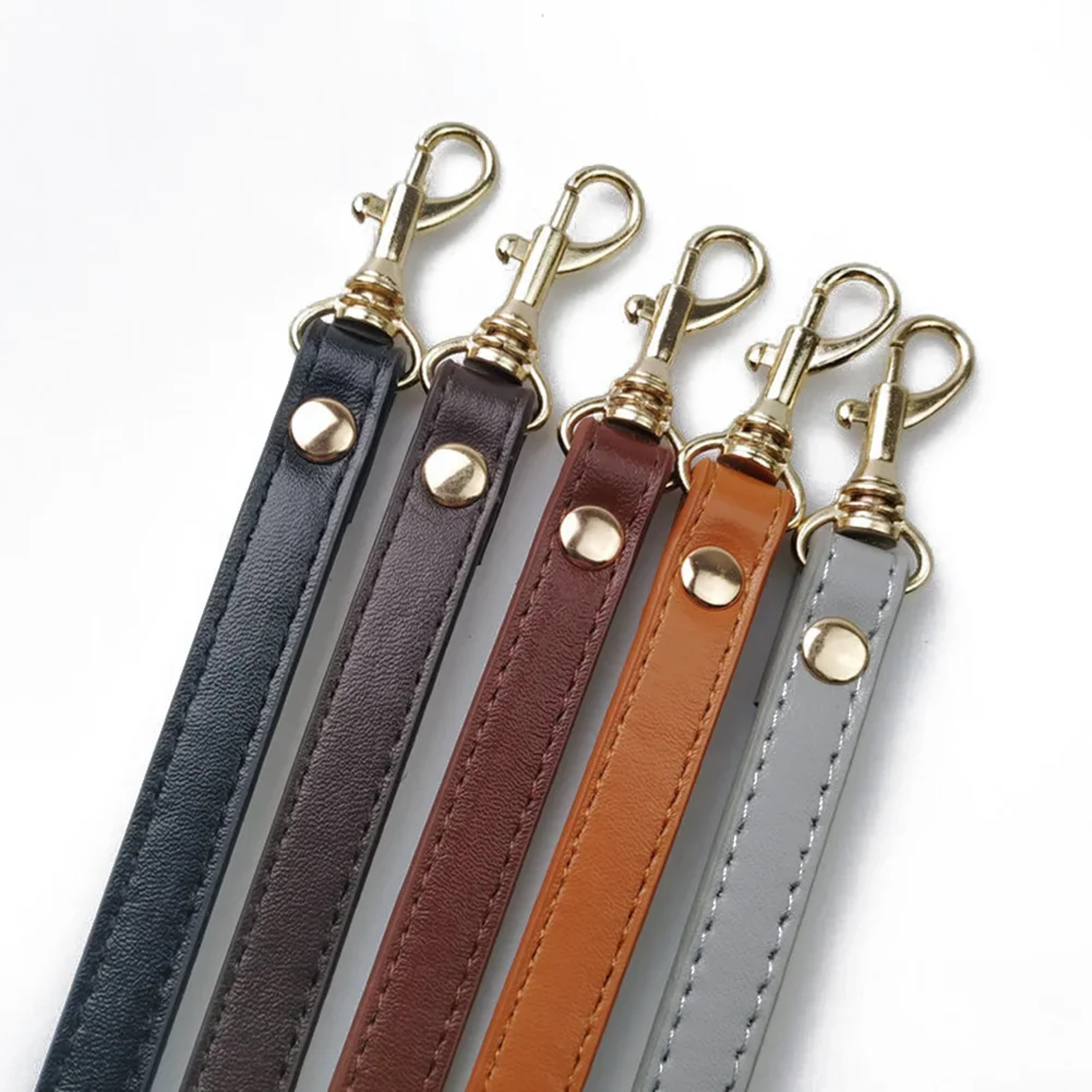Leather Shoulder Bag Strap with Adjustable PU Belts, Black Crossbody Handbag Strap, Silver Gold Buckle Accessories – view 4