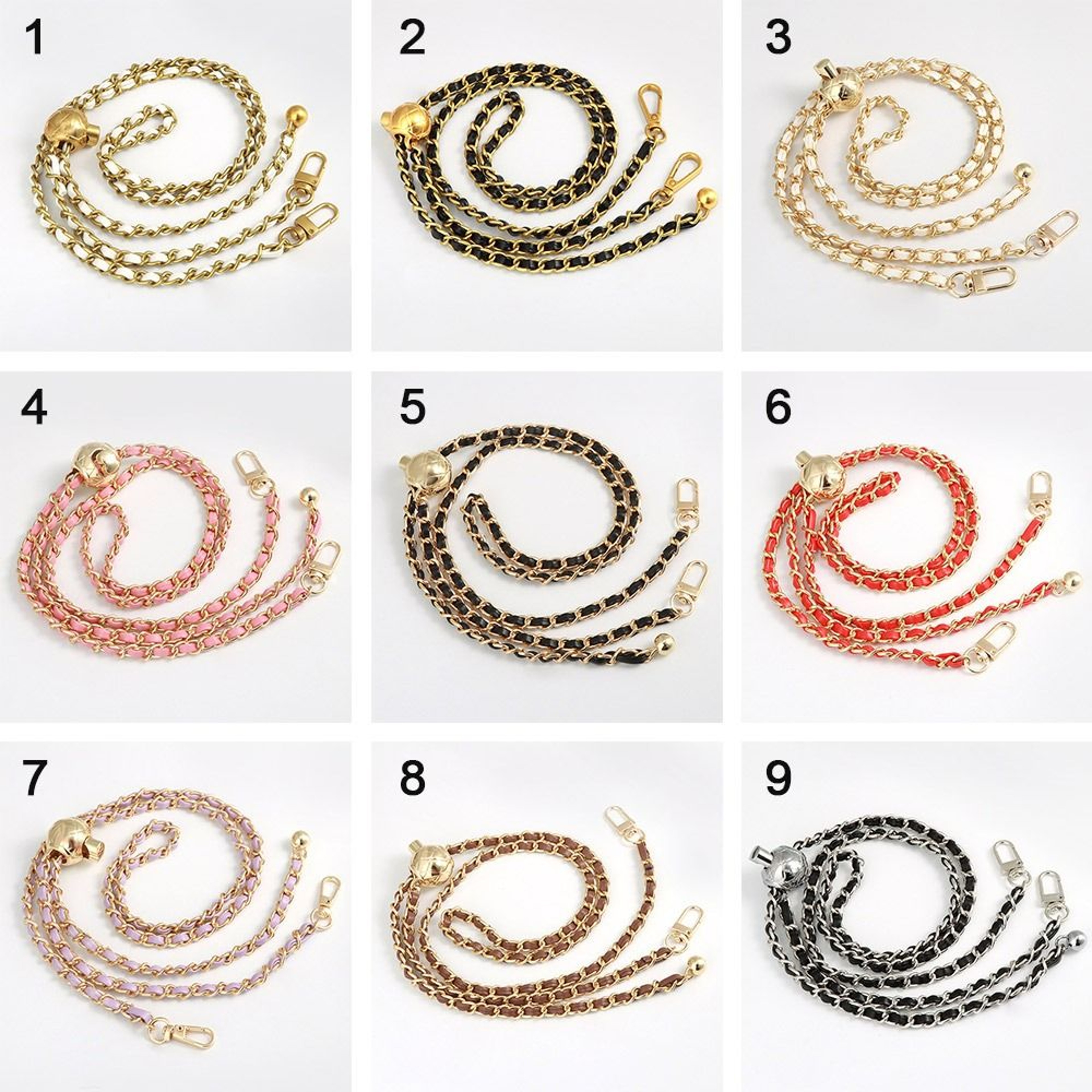 Bag Chain With Small Golden Balls Nonfading Metal Adjustable Length Shoulder Strap Replacement High 5