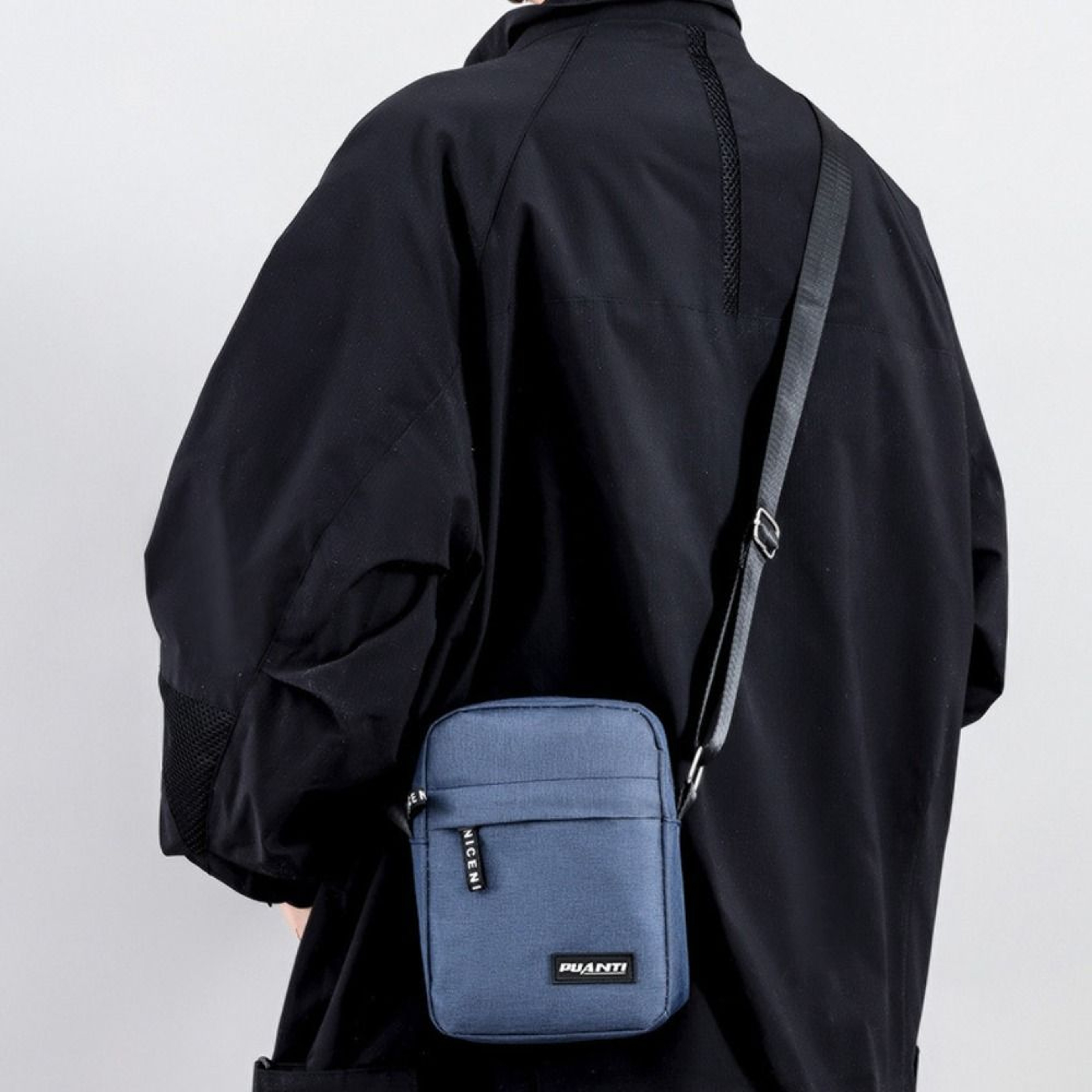 Mini Nylon Shoulder Bag Men, Solid Color Crossbody Bag, Retro Fashionable Business Hand Bag – view 6