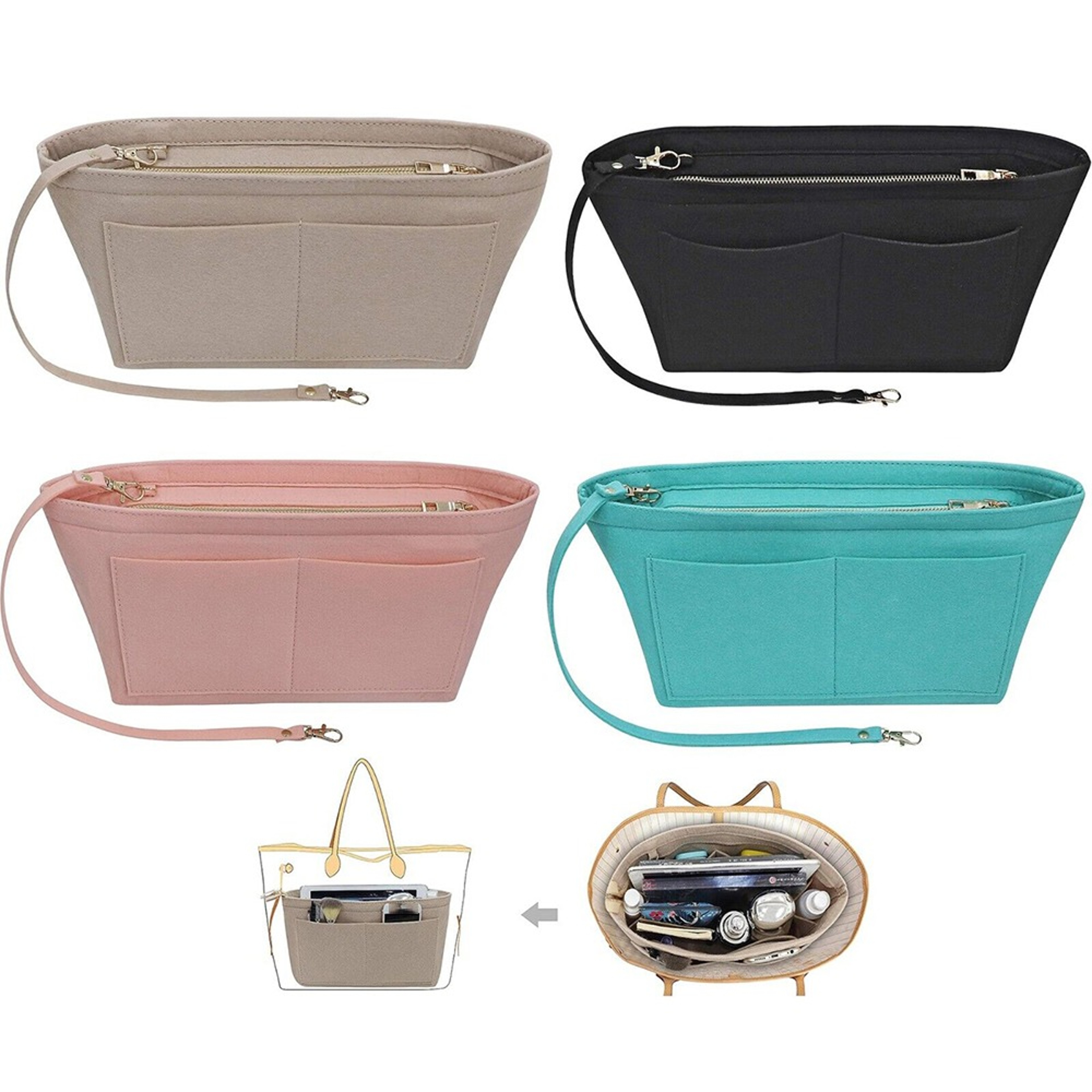 Portable Travel Organizer Handbag Felt Bag Tote Cosmetic Bags Insert Liner Purse Pouch for Women Storage – view 3