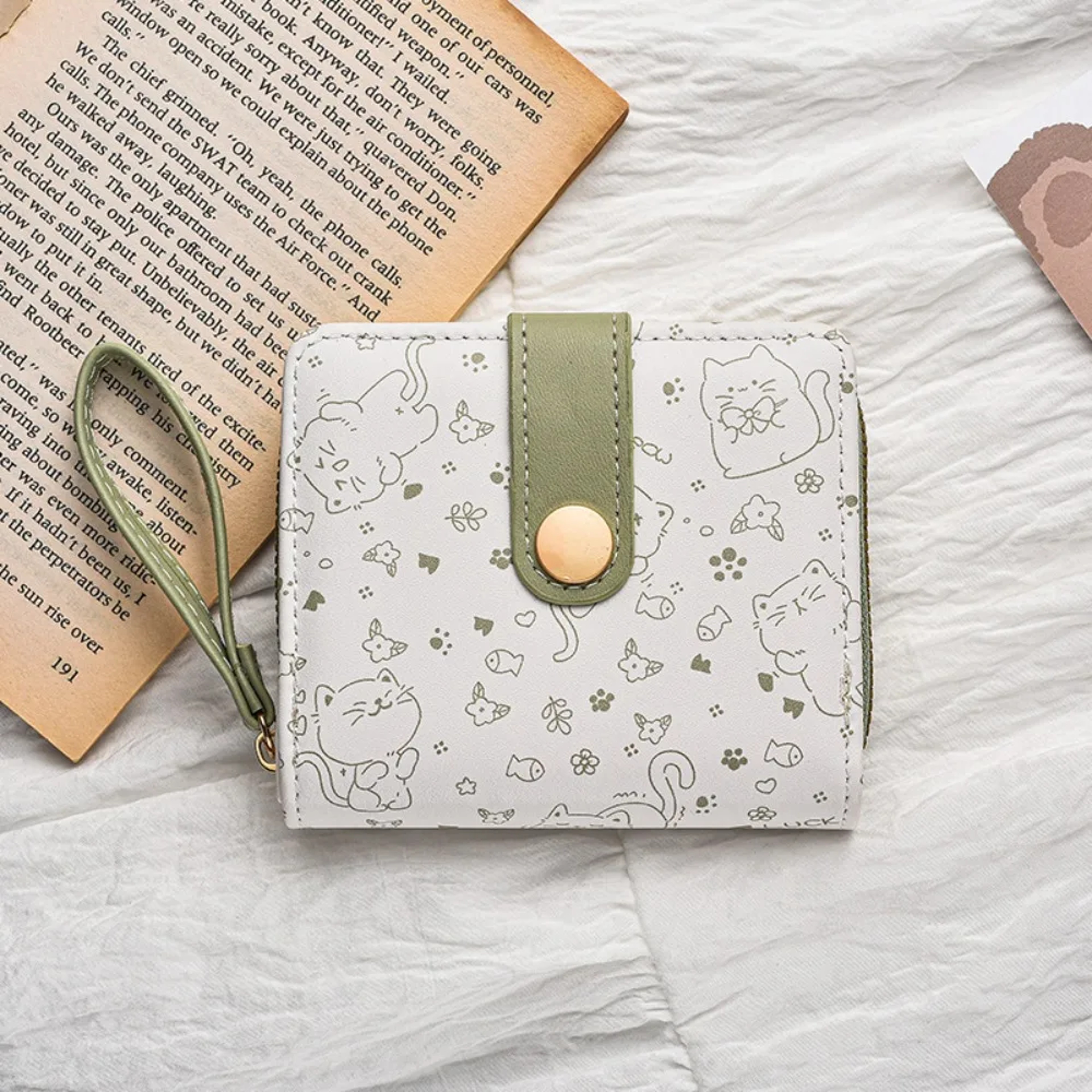 Cute Printed Cat Coin Purse, Women Girl Fashion Short Wallet, PU Leather ID Card Holder, Lightweight Travel Coin Bag – view 13