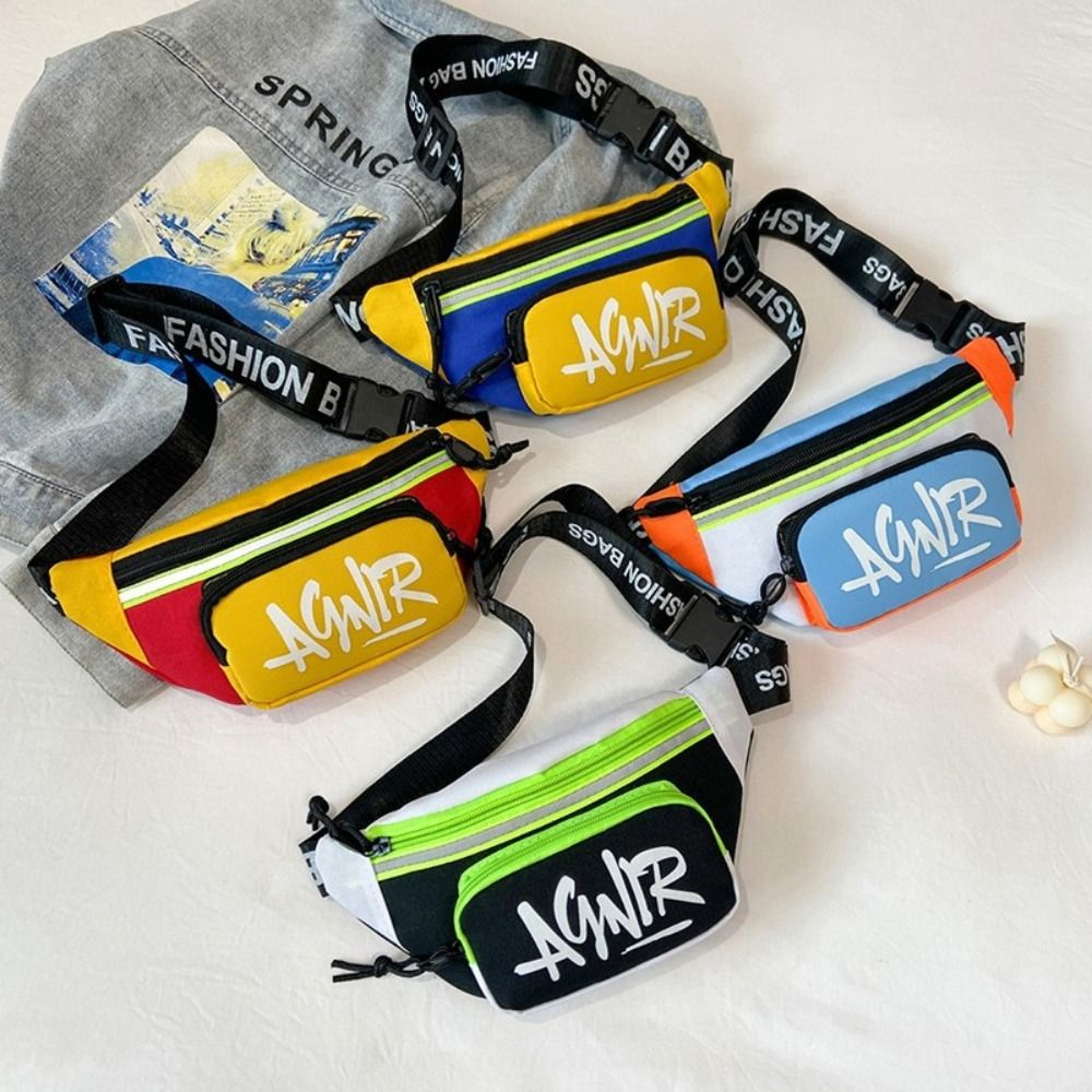 Children Mini Waist Bags Cute Letter Oxford Crossbody Fashion Fanny Pack For Girls Boys Banana Bag  4