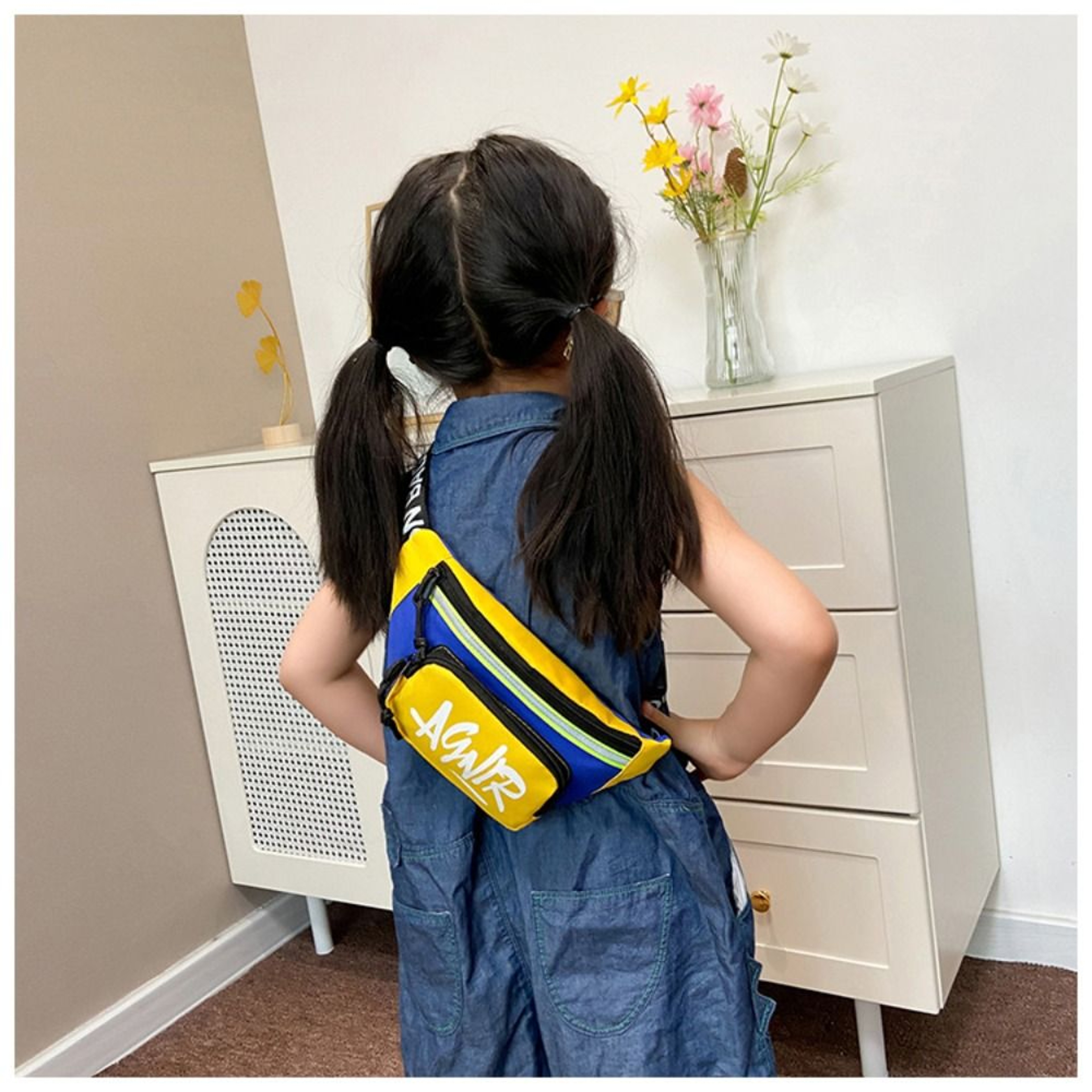 Children Mini Waist Bags Cute Letter Oxford Crossbody Fashion Fanny Pack For Girls Boys Banana Bag  7