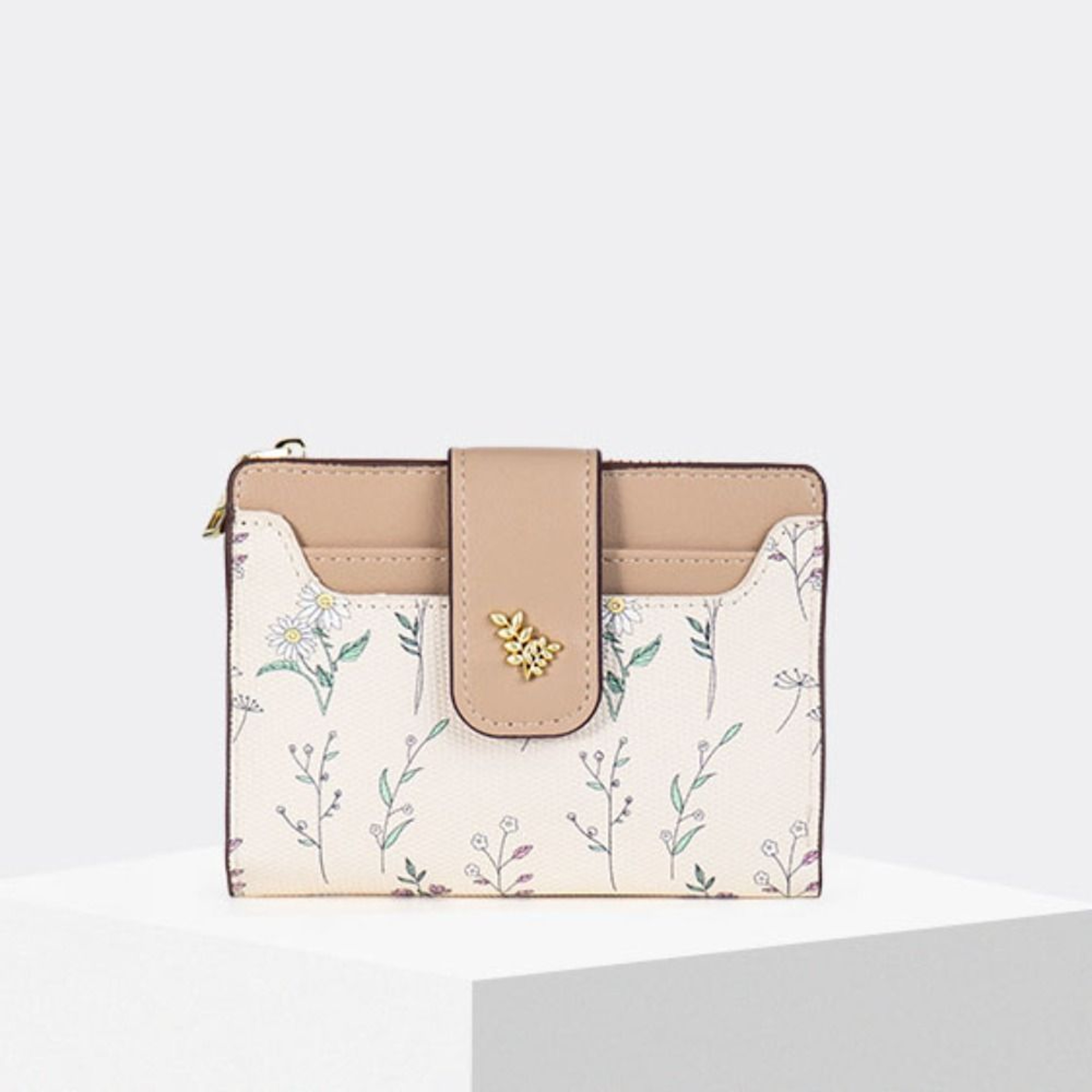 Slim PU Leather Short Wallet, Multi-Cards Zipper Coin Purse, Small Flowers Card Bag Wallet for Women, Girl, Zipper – view 8