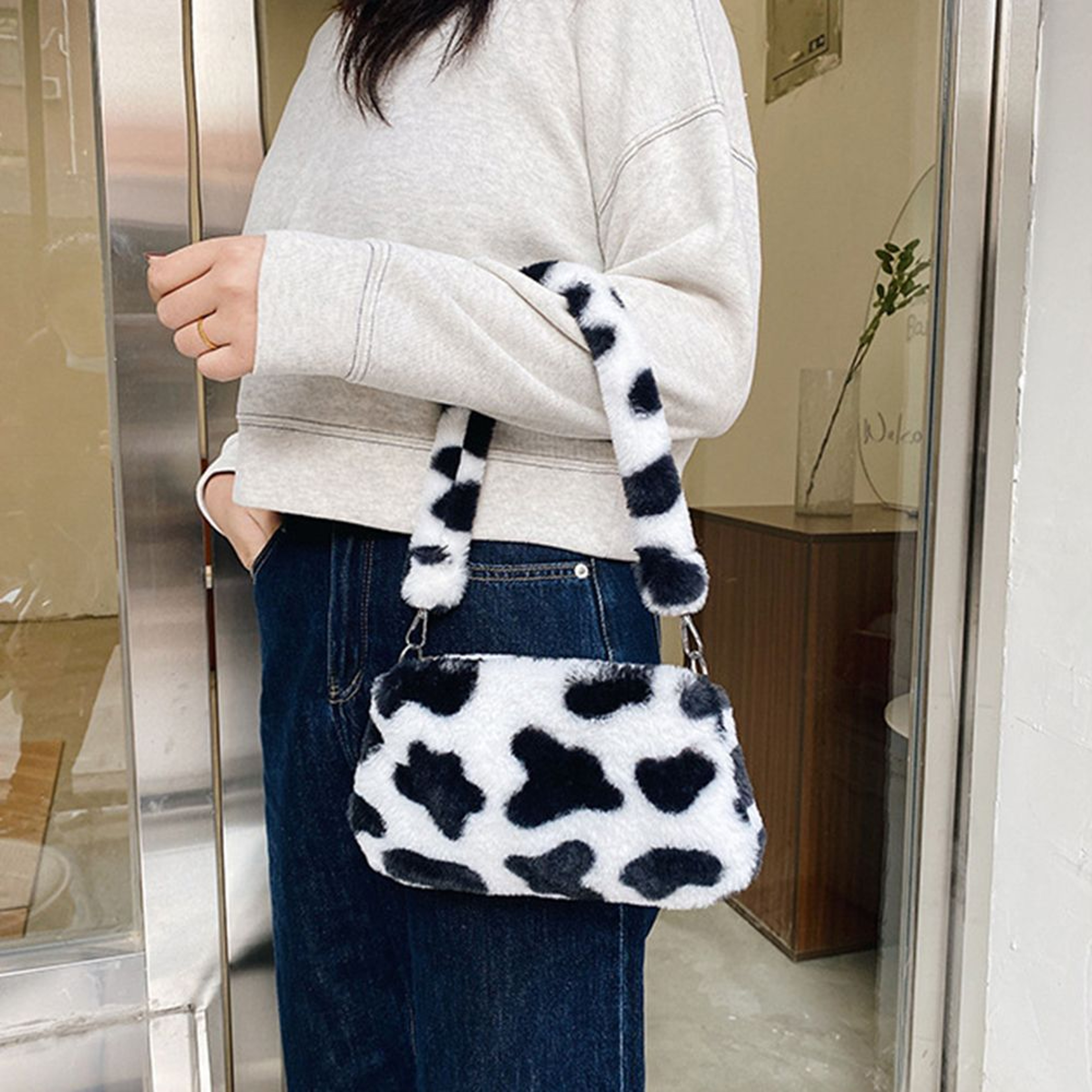 Autumn Winter Women's Shoulder Bag, Animal Print Leopard Plush, Messenger Crossbody Underarm Bag – view 4