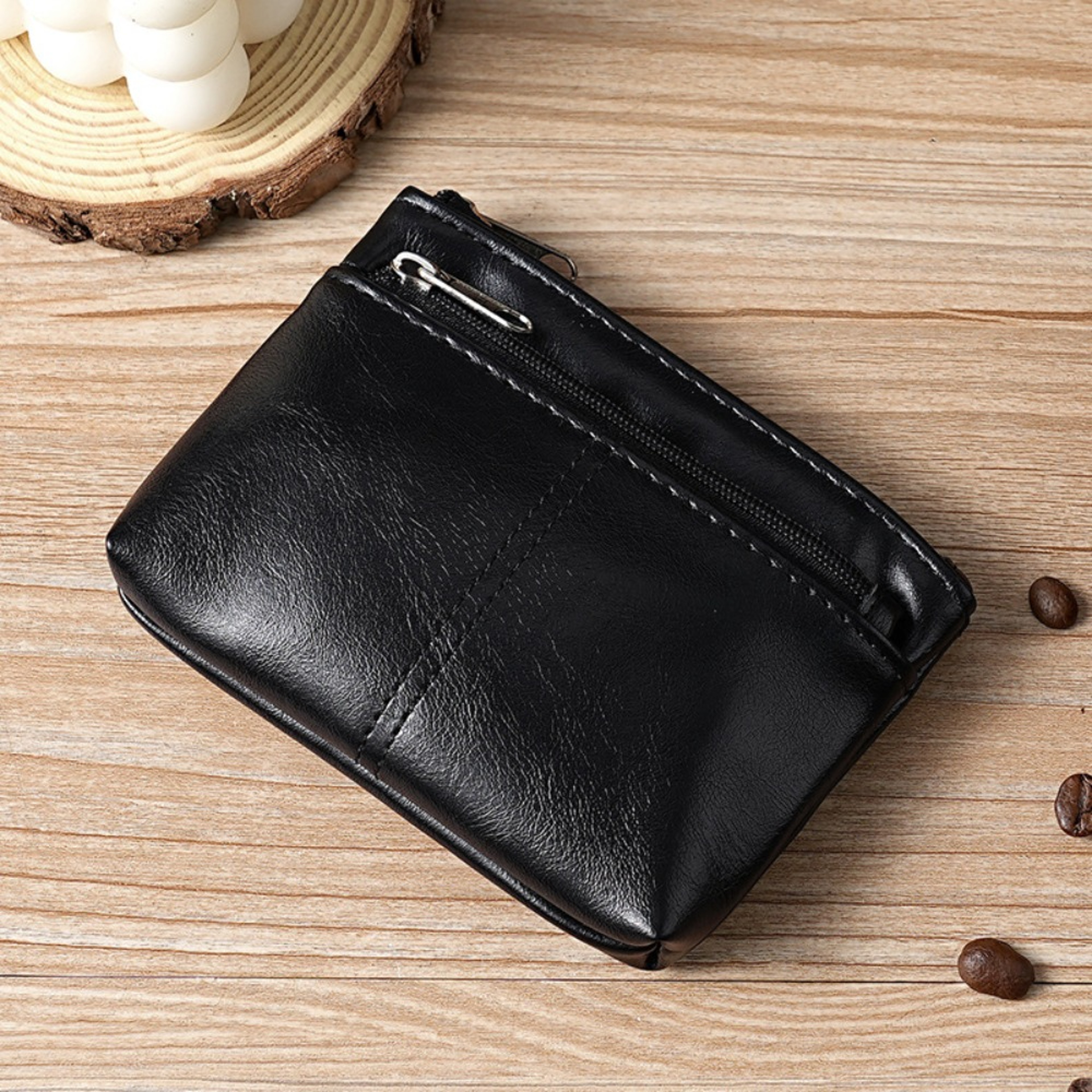 Vintage PU Leather Men Zero Wallet, Natural Cowhide Zipper Key Bag, Women's Bank Card Bag, Fashion Mini Coin Card Holder – view 8