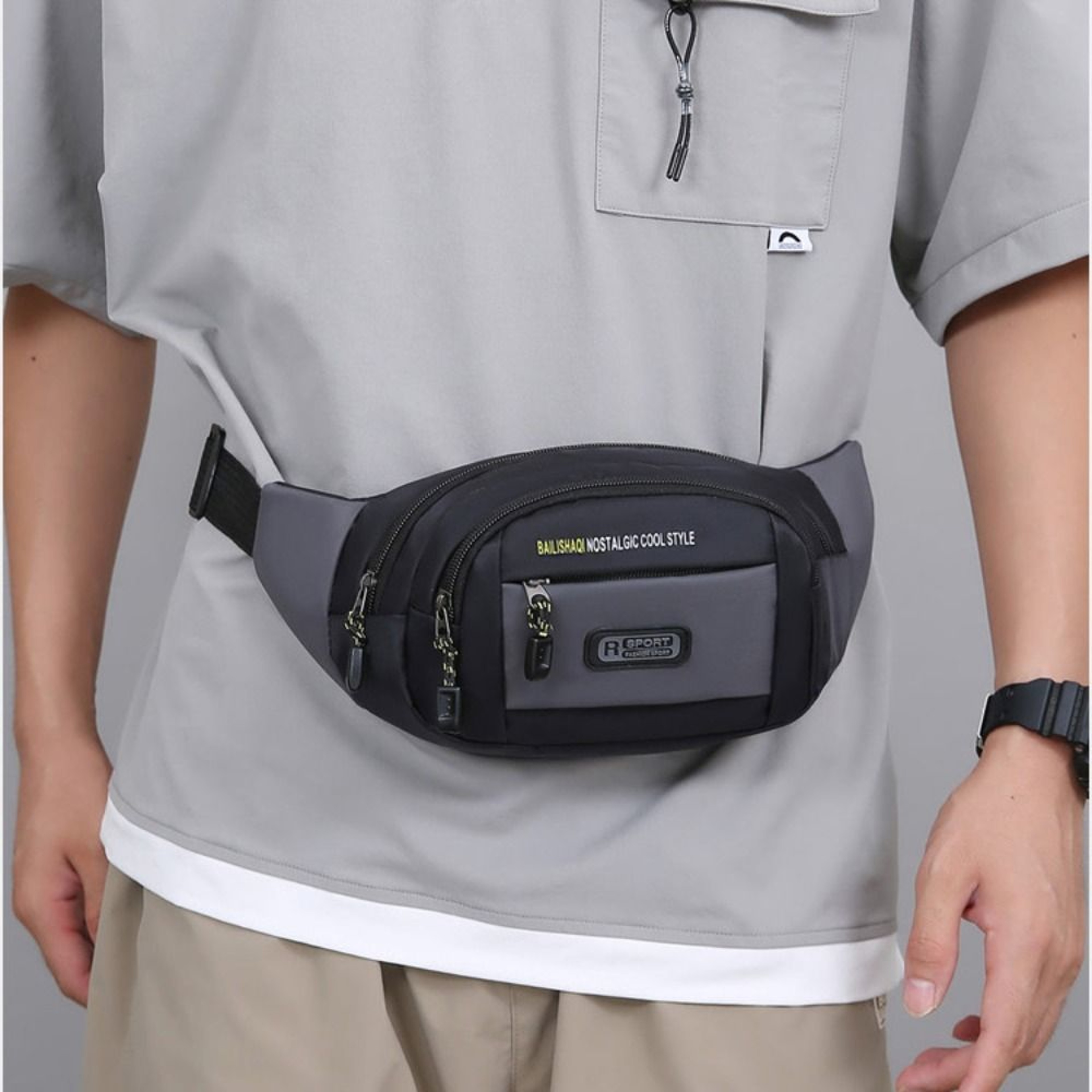 Oxford Men Waist Bag, Large Capacity Anti-theft Sports Mobile Phone Bag, Multi-layer Business Wallet Chest Bag – view 4