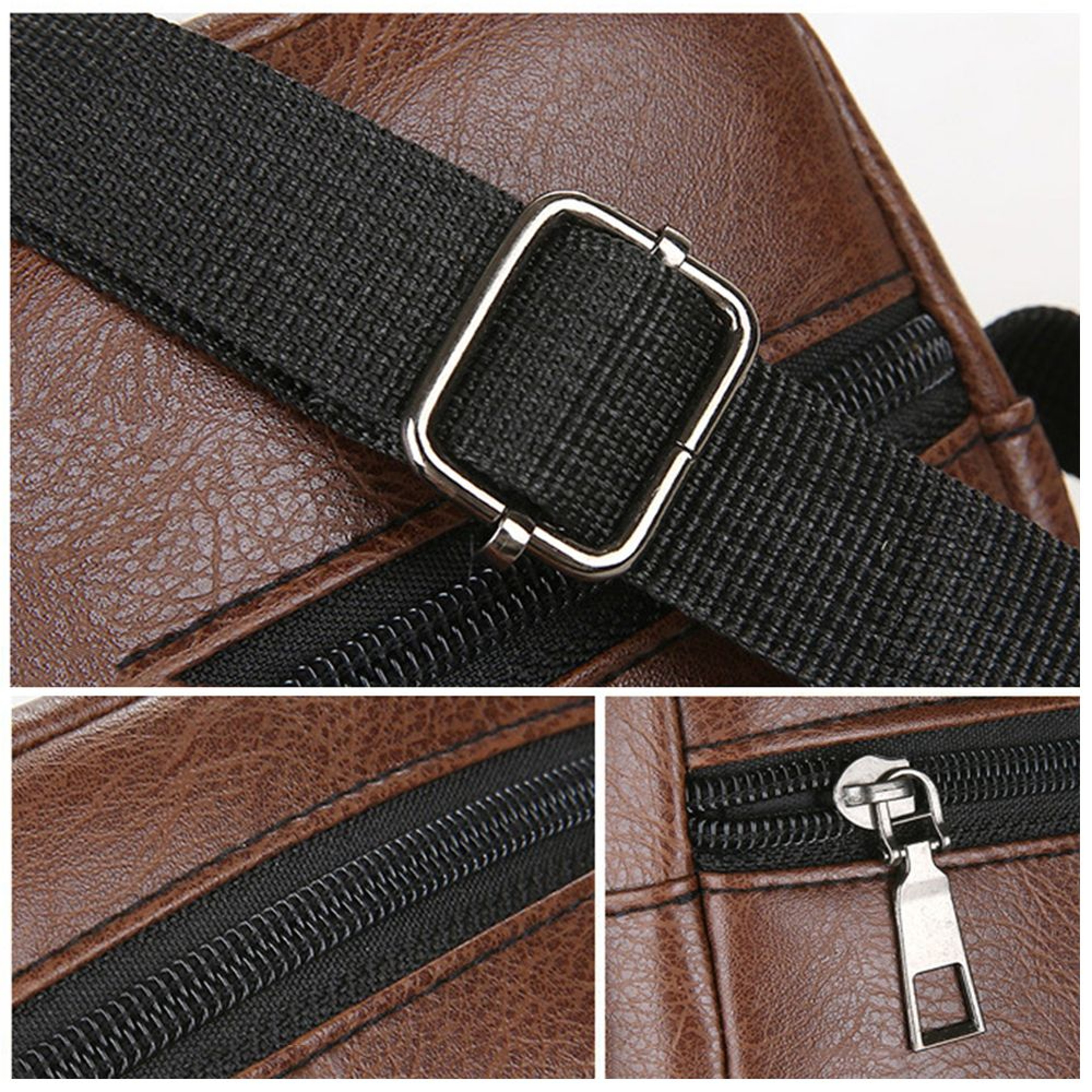 Leather Crossbody Messenger Bag For Men Sling Shoulder Travel Bag Small Tote Handbag 3