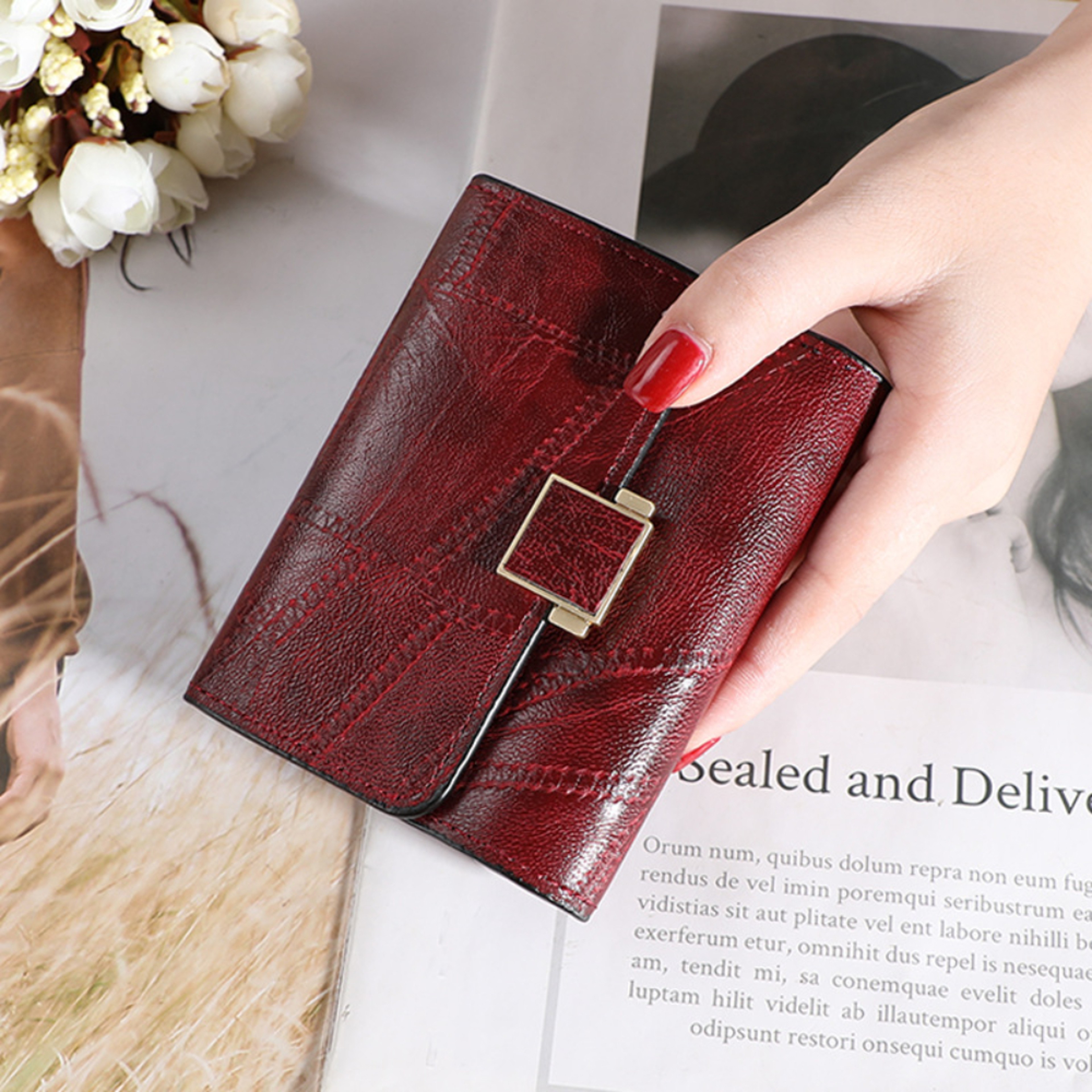 Vintage Women Wallet Short Leather Small Purse Mini Female Fashion Card Holder Coin Purse 6