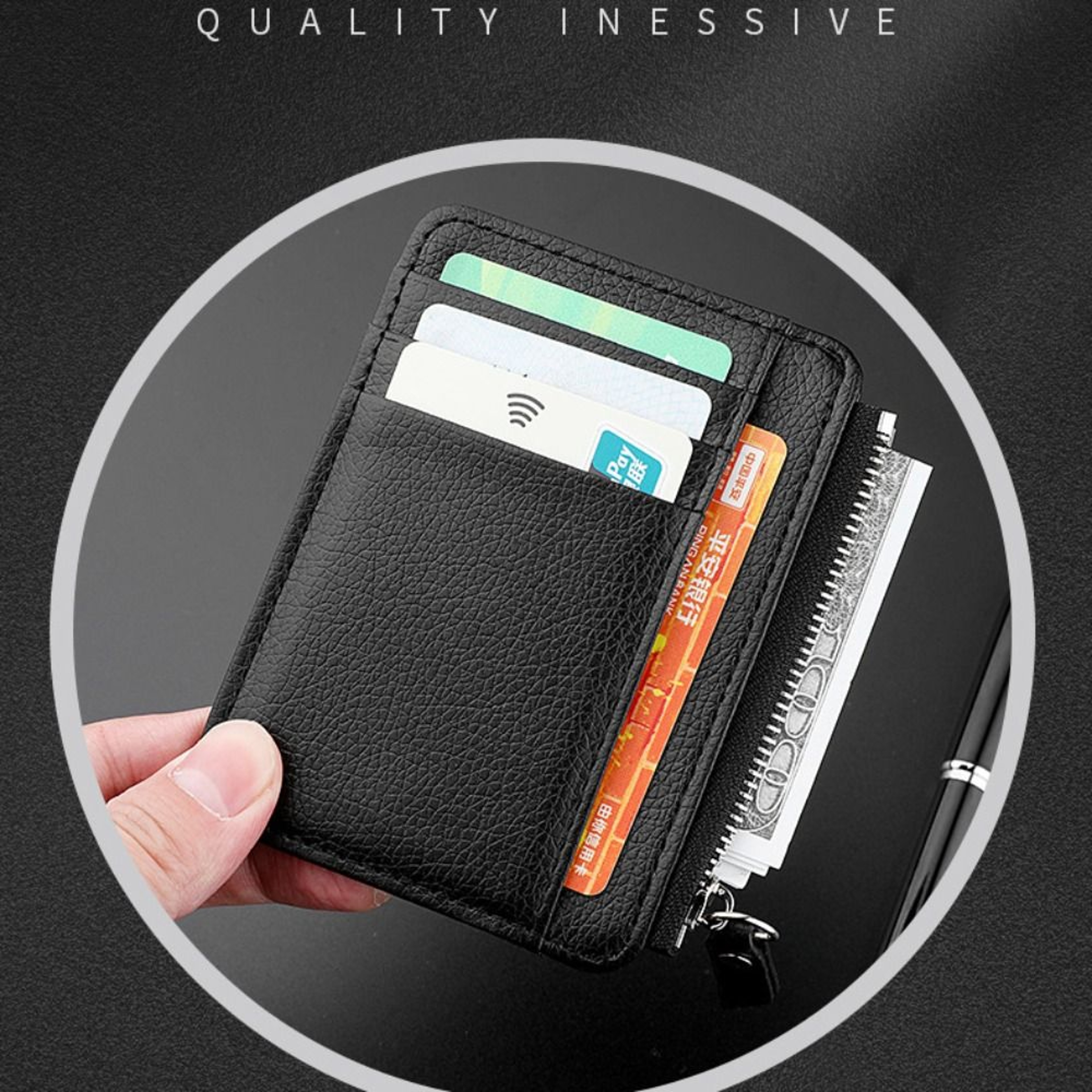 Mini Credit Card Wallet Id Card Holder Small Wallet For Men Thin Sleeve Zipper Coin Wallet Business