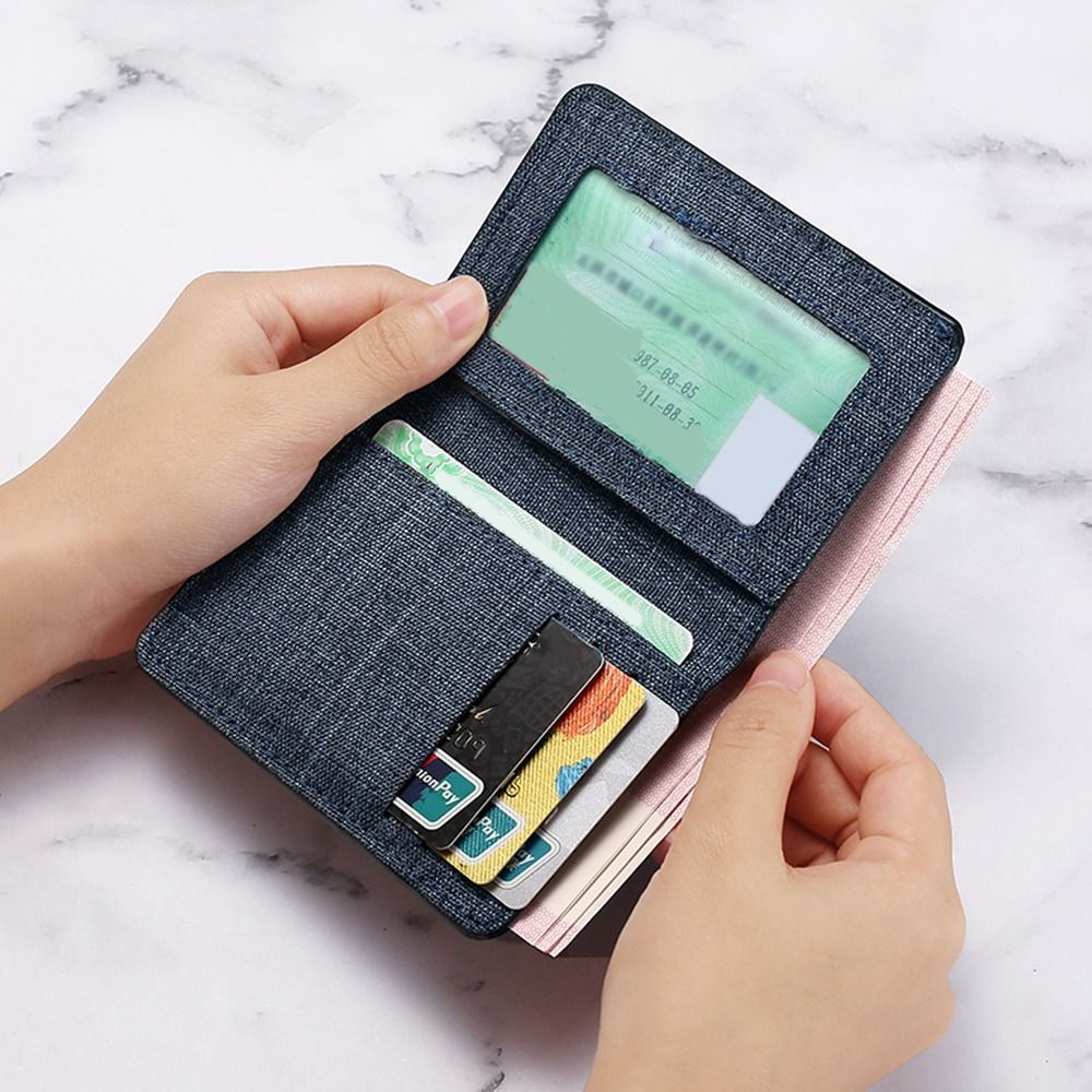 Women Men Short Wallet, Portable Canvas Zippered Coin Purse, Multi-Purpose Business Card Holder – view 4