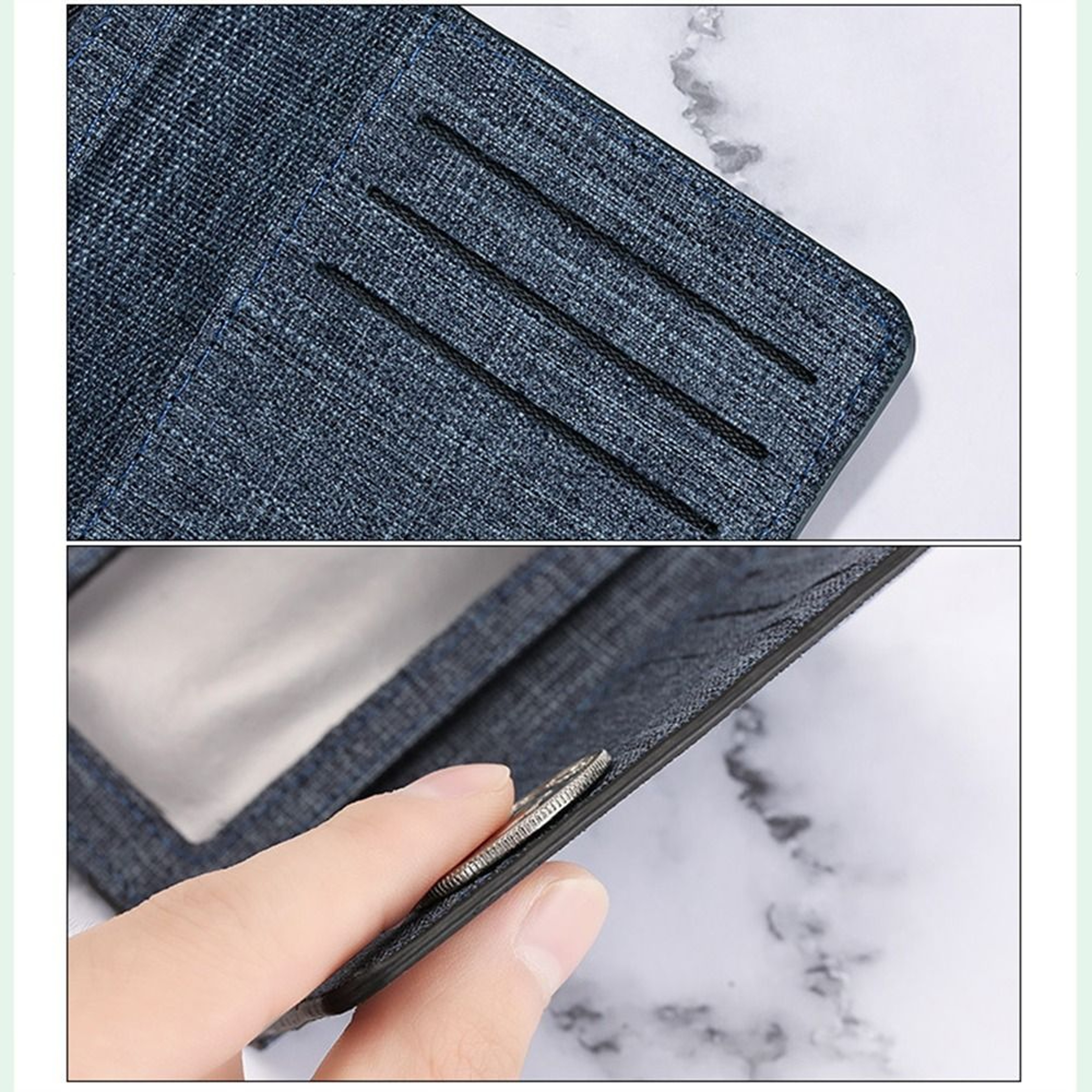 Women Men Short Wallet, Portable Canvas Zippered Coin Purse, Multi-Purpose Business Card Holder – view 5