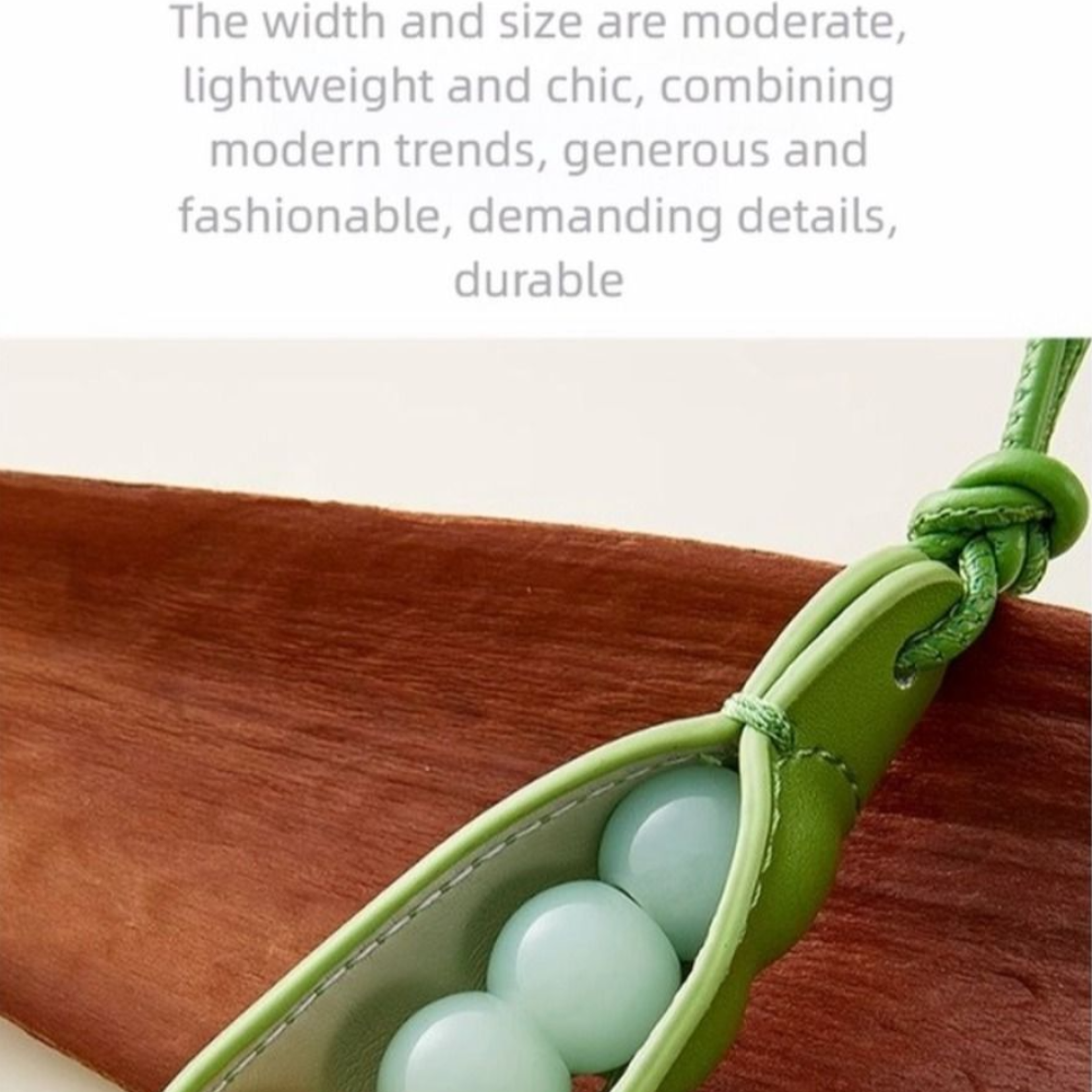 Fashion High-End Pea Pendant Handmade Green Pea Keychain Leather All-match Style Pea Bag Charm Trendy Accessory – view 5