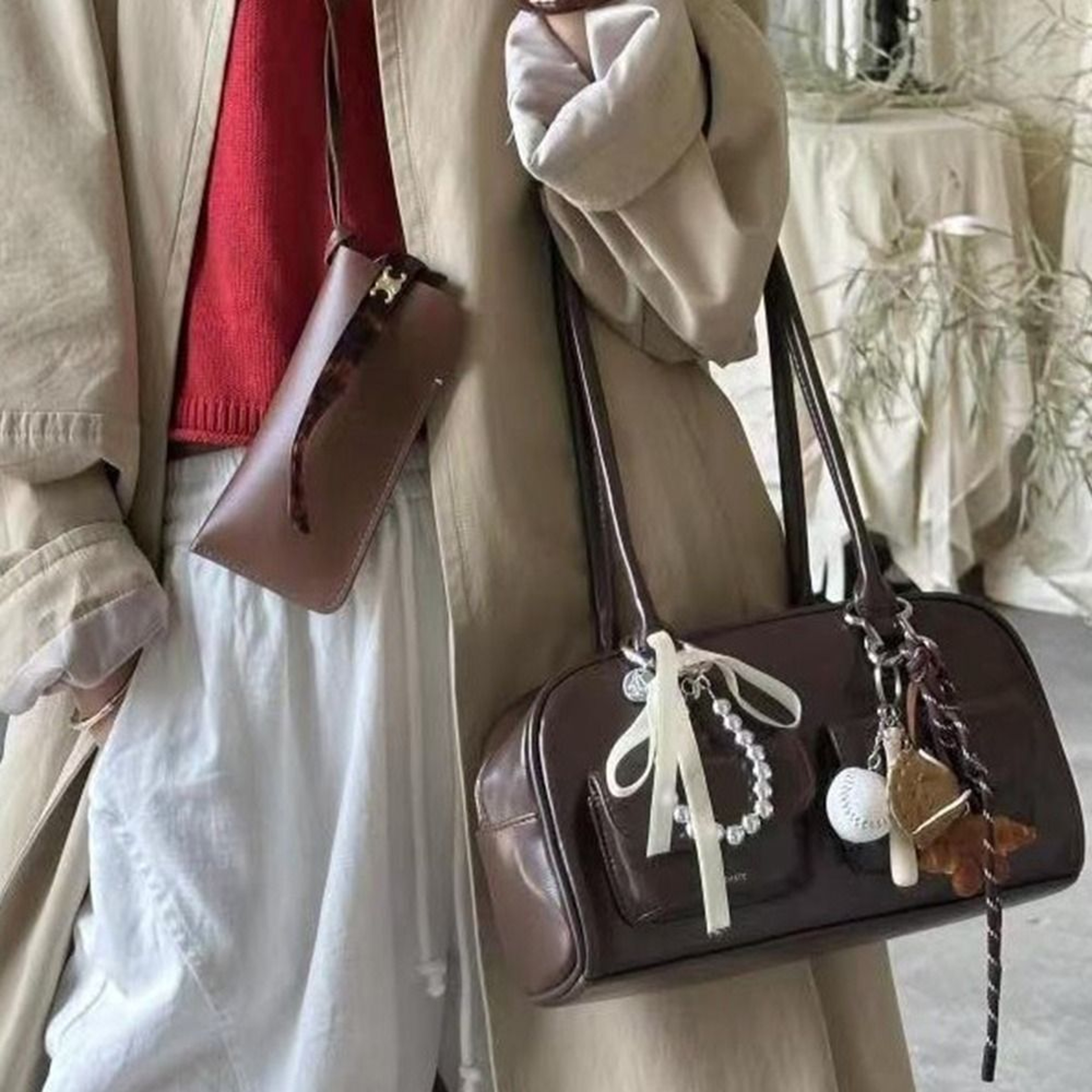 Womens Handbag Double Handle Shoulder Bag, Medium PU Leather Zipper Closure Commuter Bag – view 3