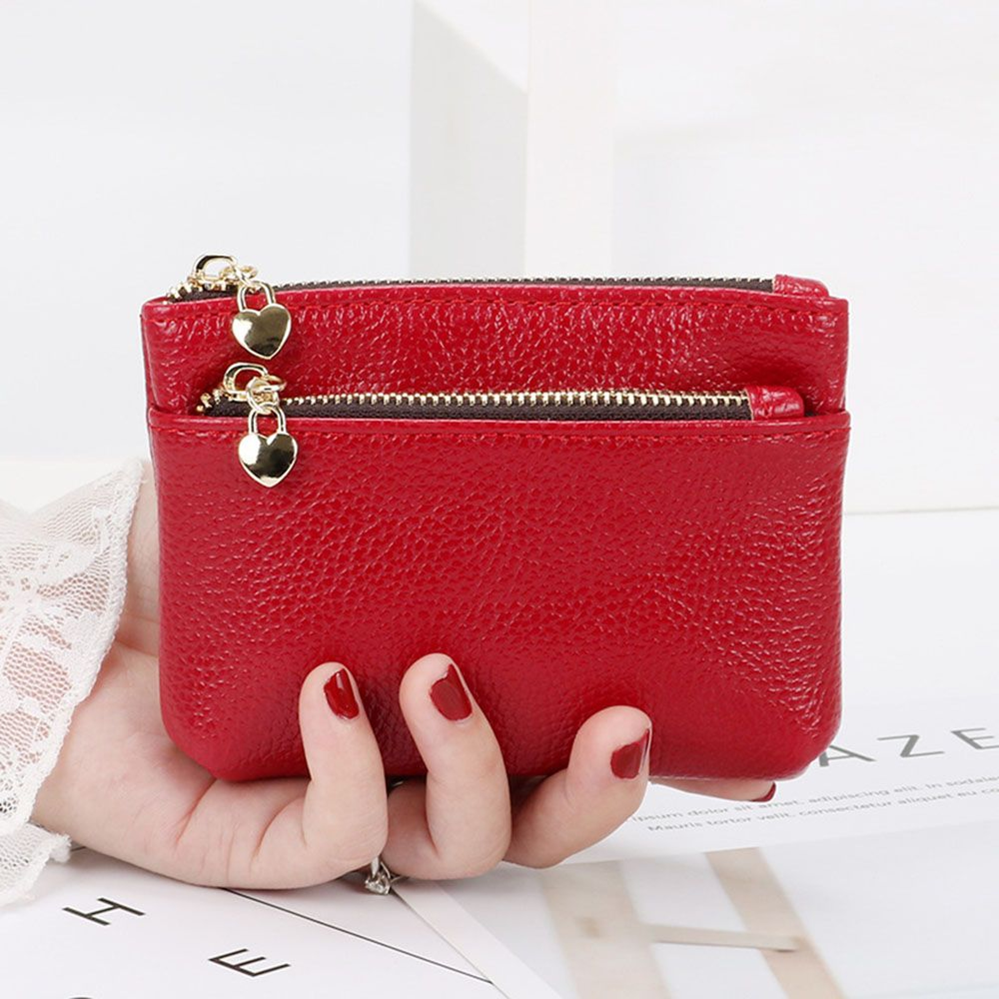 Leather Coin Purse for Women, Mini Change Purse with Zipper Pouch, Key Chain Holder & Card Holder Wallet – view 12