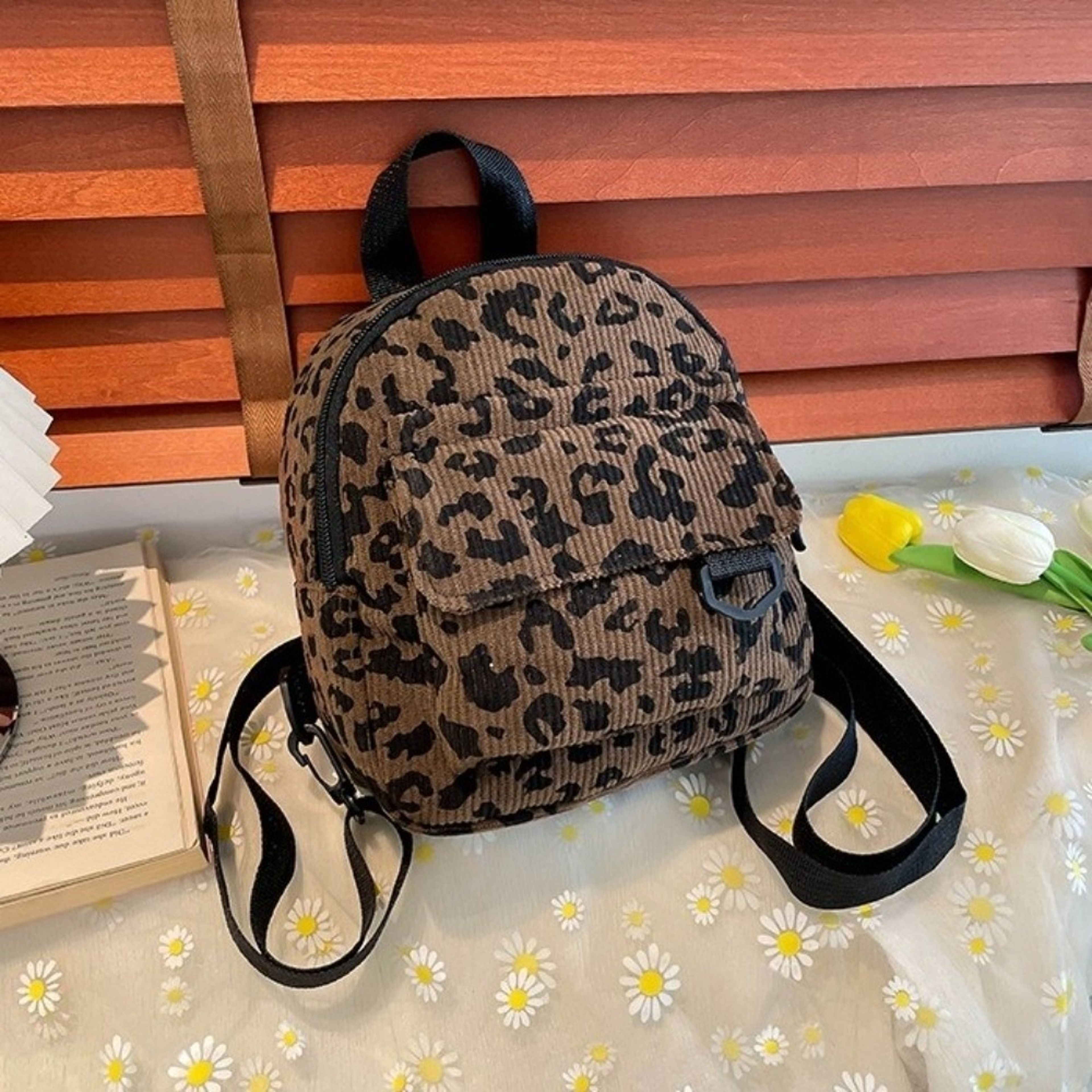 Fashion Vintage Leopard Print Mini Rucksack Bag Large Capacity Travel Backpack Womens Shoulder Bag  6
