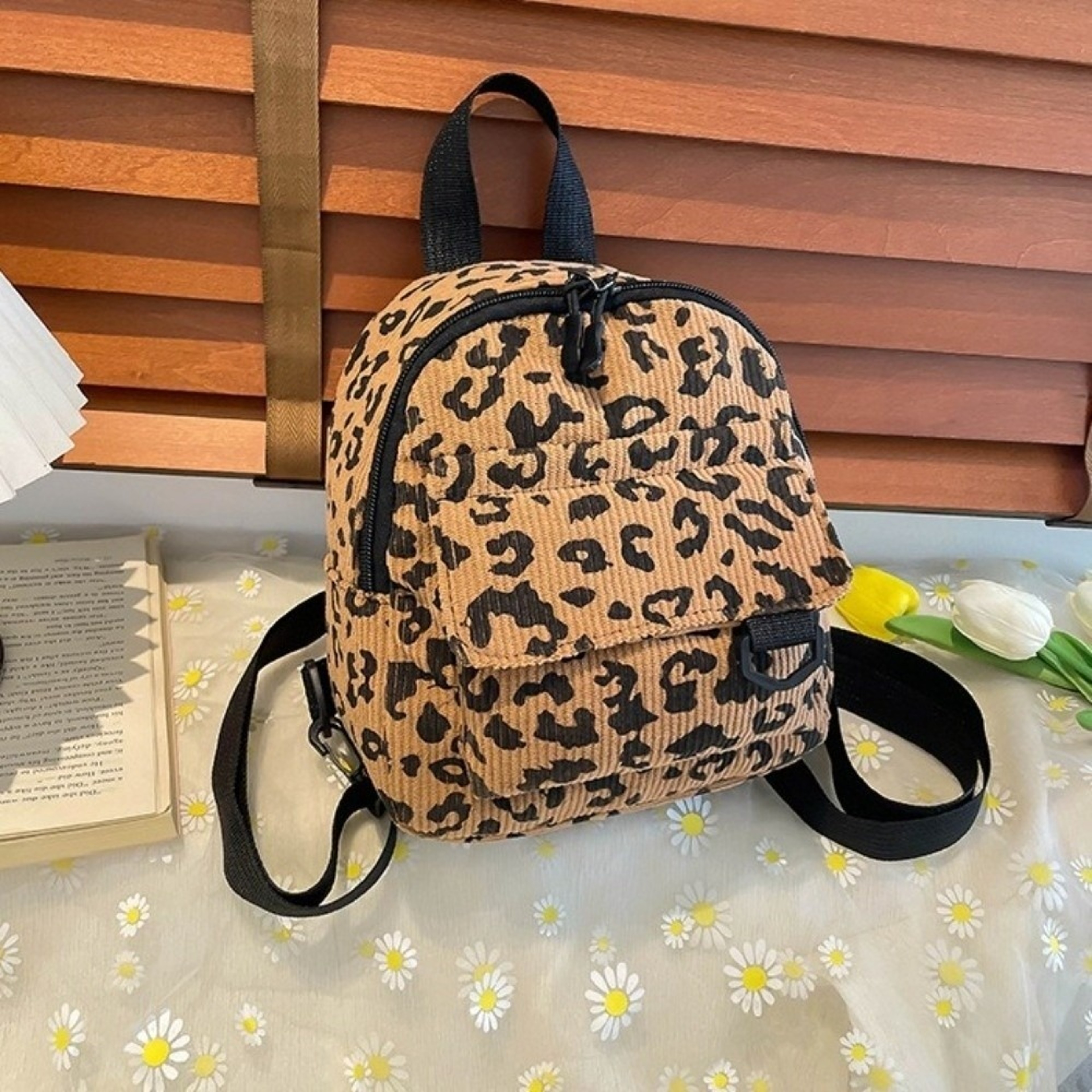 Fashion Vintage Leopard Print Mini Rucksack Bag Large Capacity Travel Backpack Womens Shoulder Bag  8