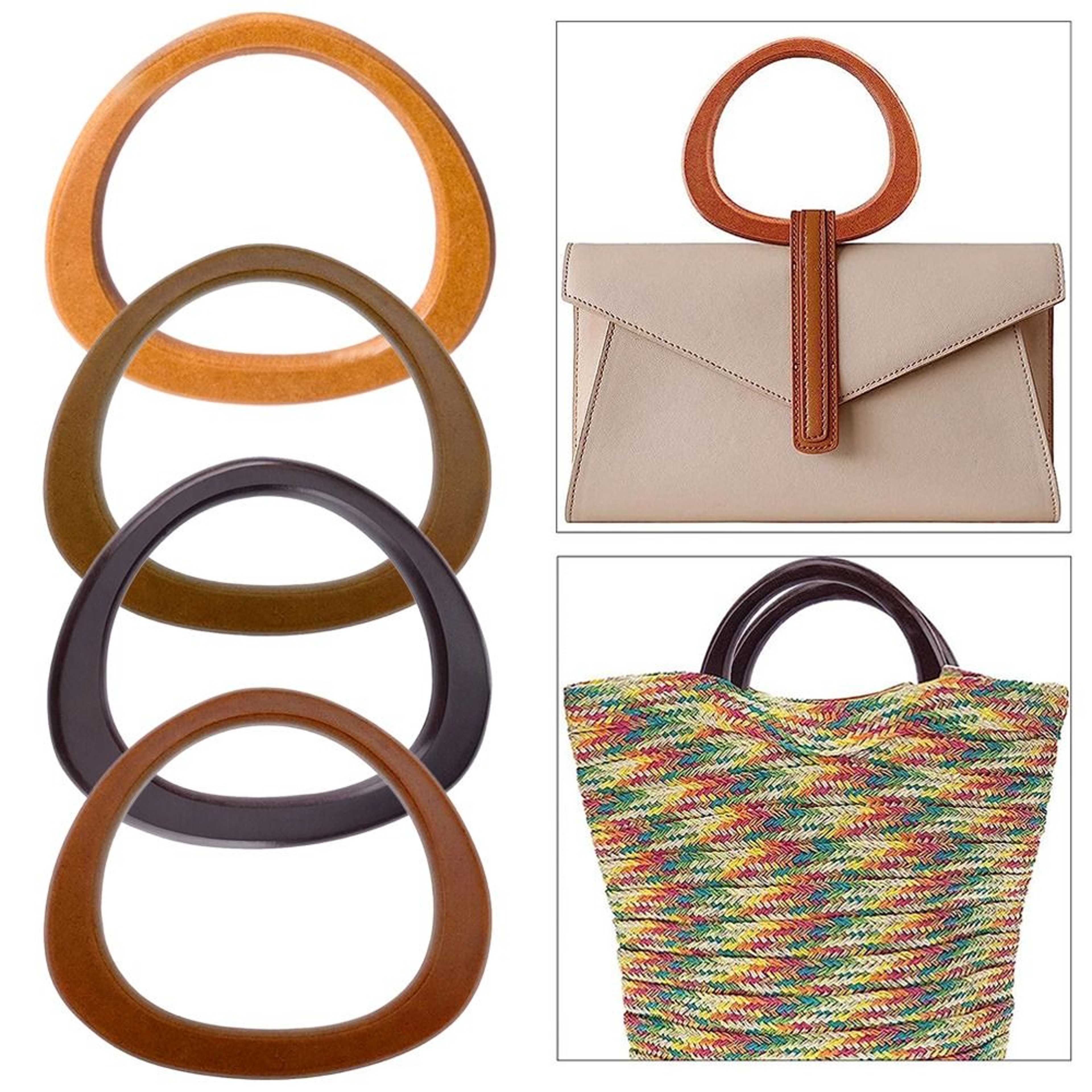 Dshaped Wooden Bag Handle Ring Handbag Handles Replacement DIY Purse Accessories 4
