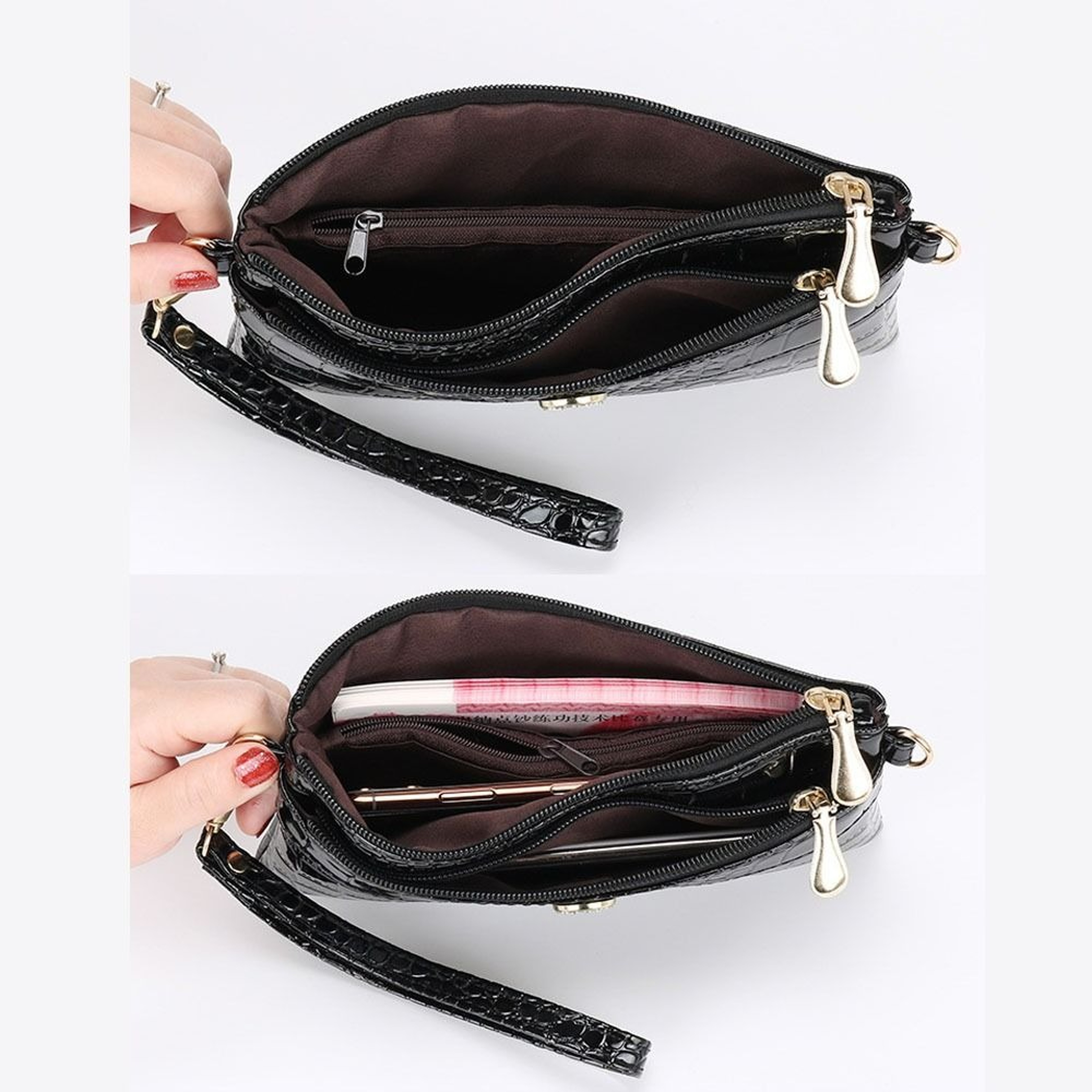 Multifunctional Women Shoulder Bags PU Leather Crocodile Pattern Small Square Phone Bag For Women A 3
