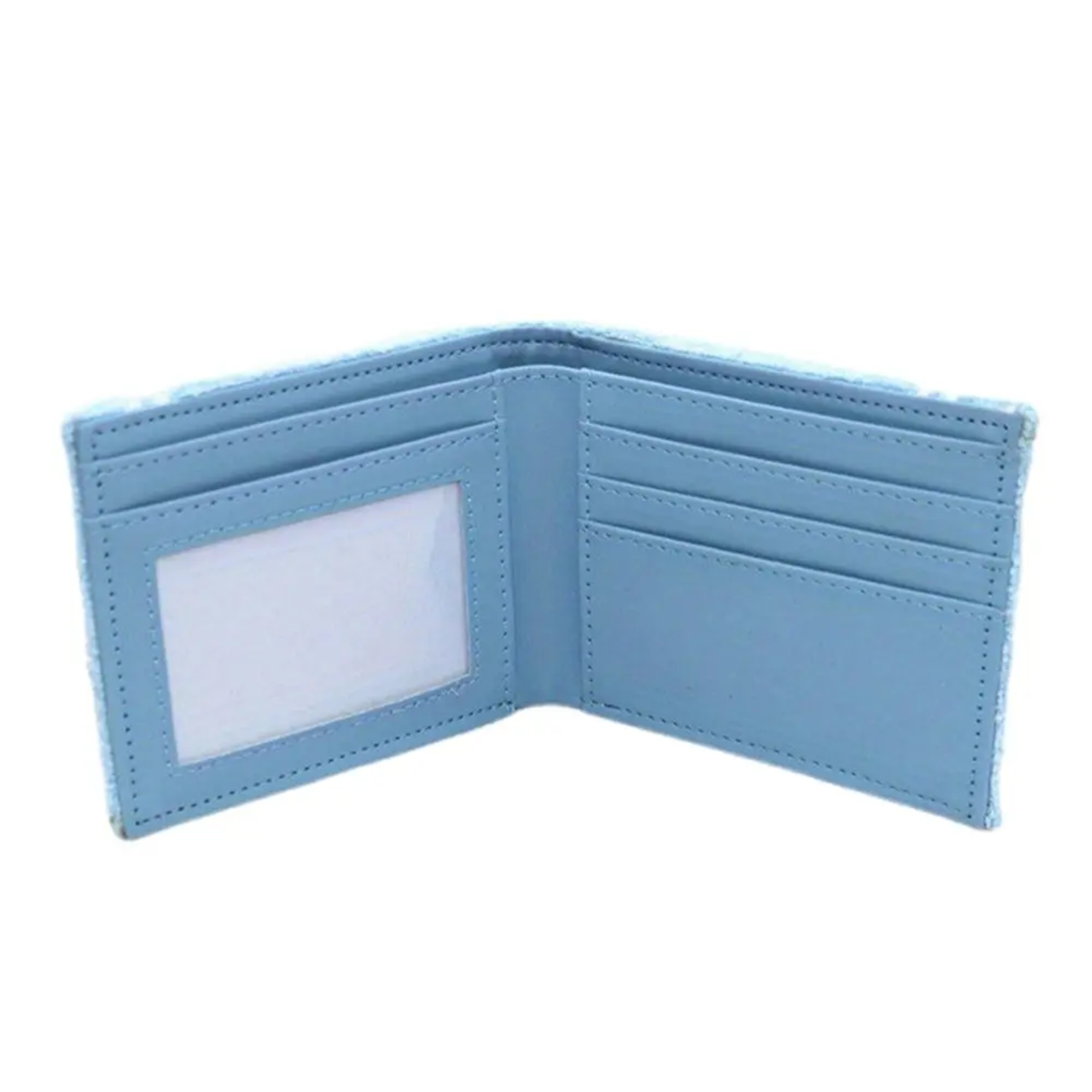 Cute Blue Women's Short Wallet, New Design PU Card Holder, Embroidery Money Bag for Students – view 3