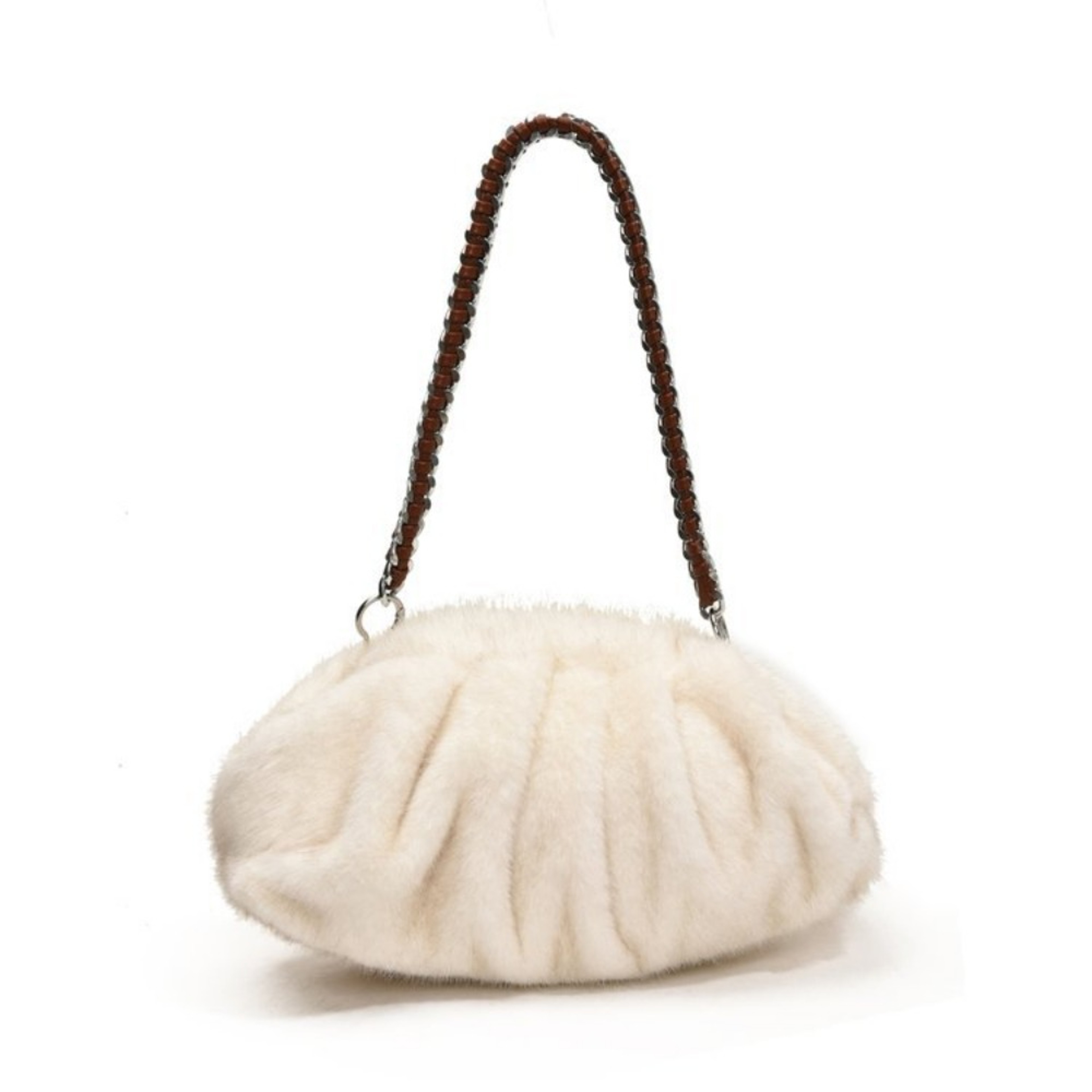 Trendy Soft Faux Fur Shoulder Bag, Pleated Design Women's Plush Hobo Handbag – view 8