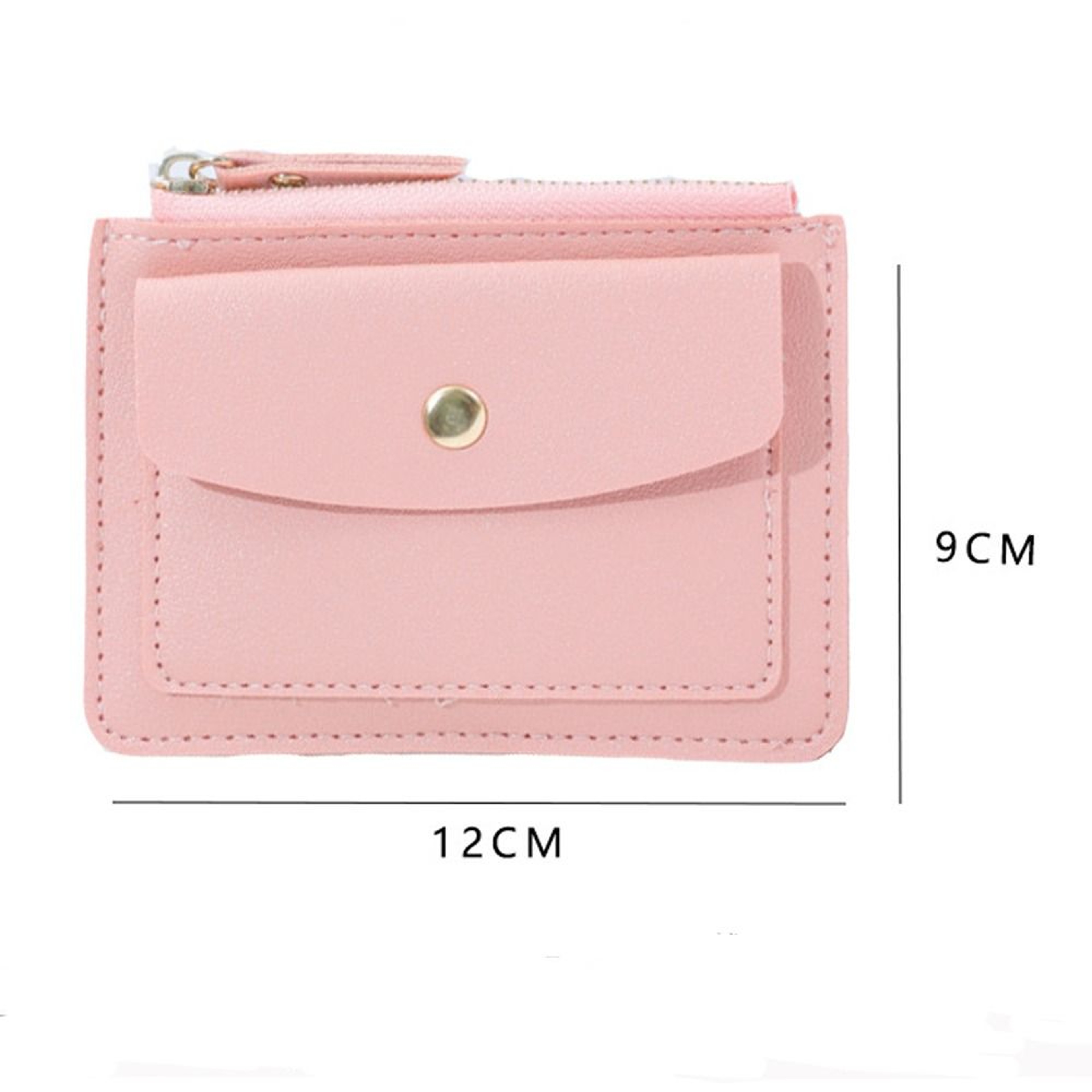 Women Simple Short Wallet Purse, Solid Color PU Leather, Multi-Cards Holder, Coin Purse, Zipper Wallet – view 6