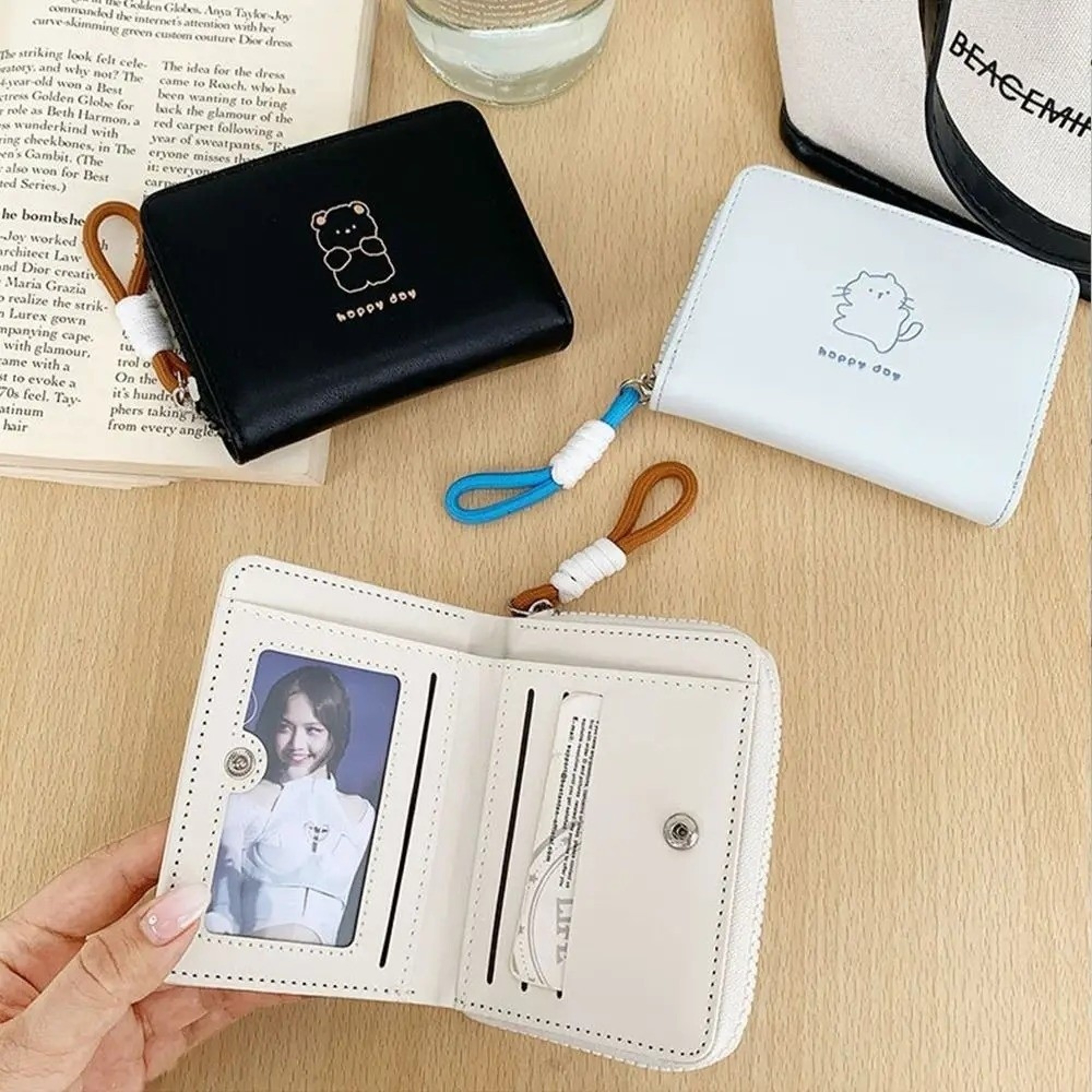 Cute Cartoon Women Wallet Bear Rabbit Cat PU Leather Coin Purse Short Wallet for Everyday Use – view 4