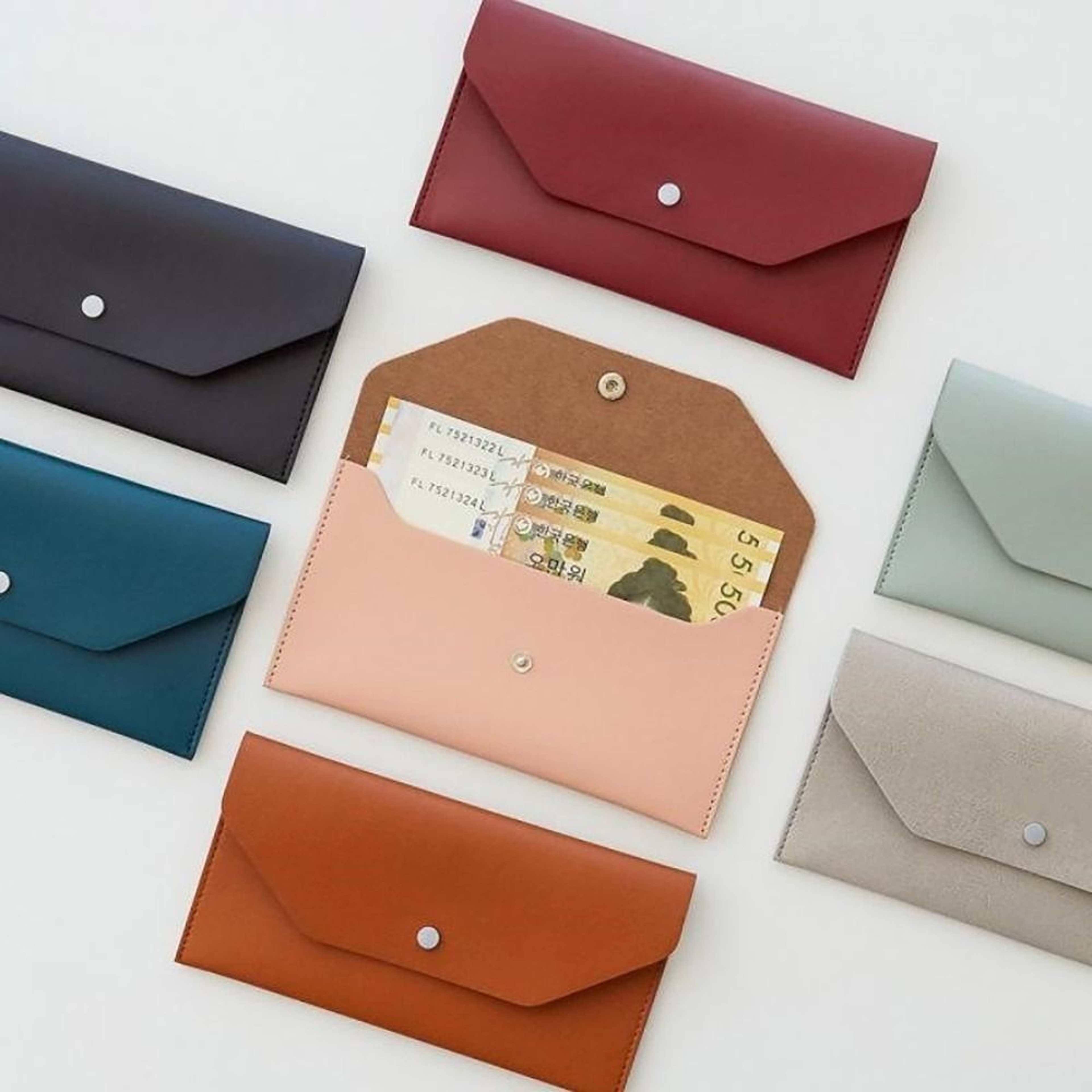 Ultra-thin Cash Envelope Wallet, Wear-resistant PU Leather Money Binder, Waterproof Money Pouch for Male and Female – view 1