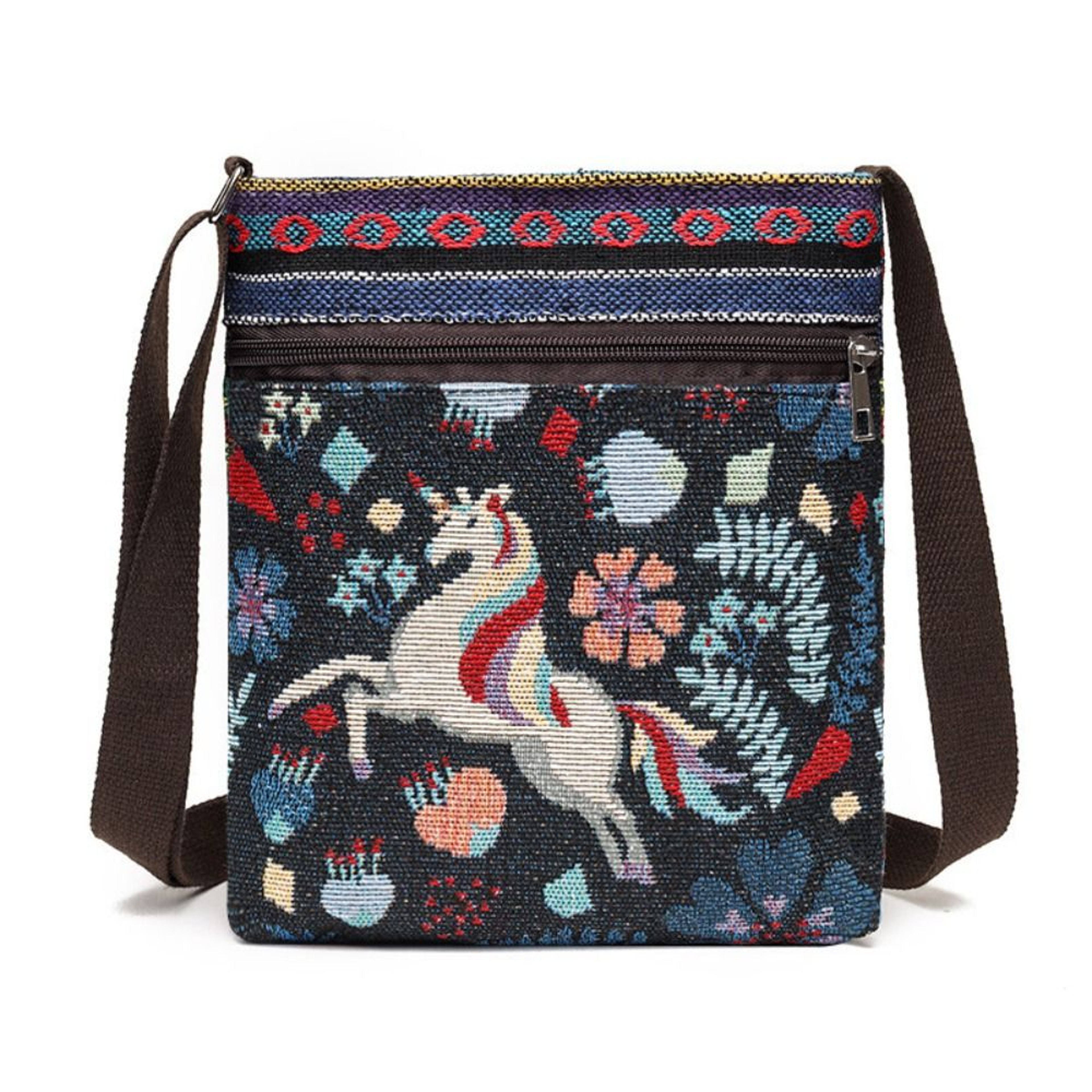 Women Square Small Canvas Embroidered Phone Shoulder Bag Retro Ethnic Style Crossbody Messenger Handbags for Travel – view 8