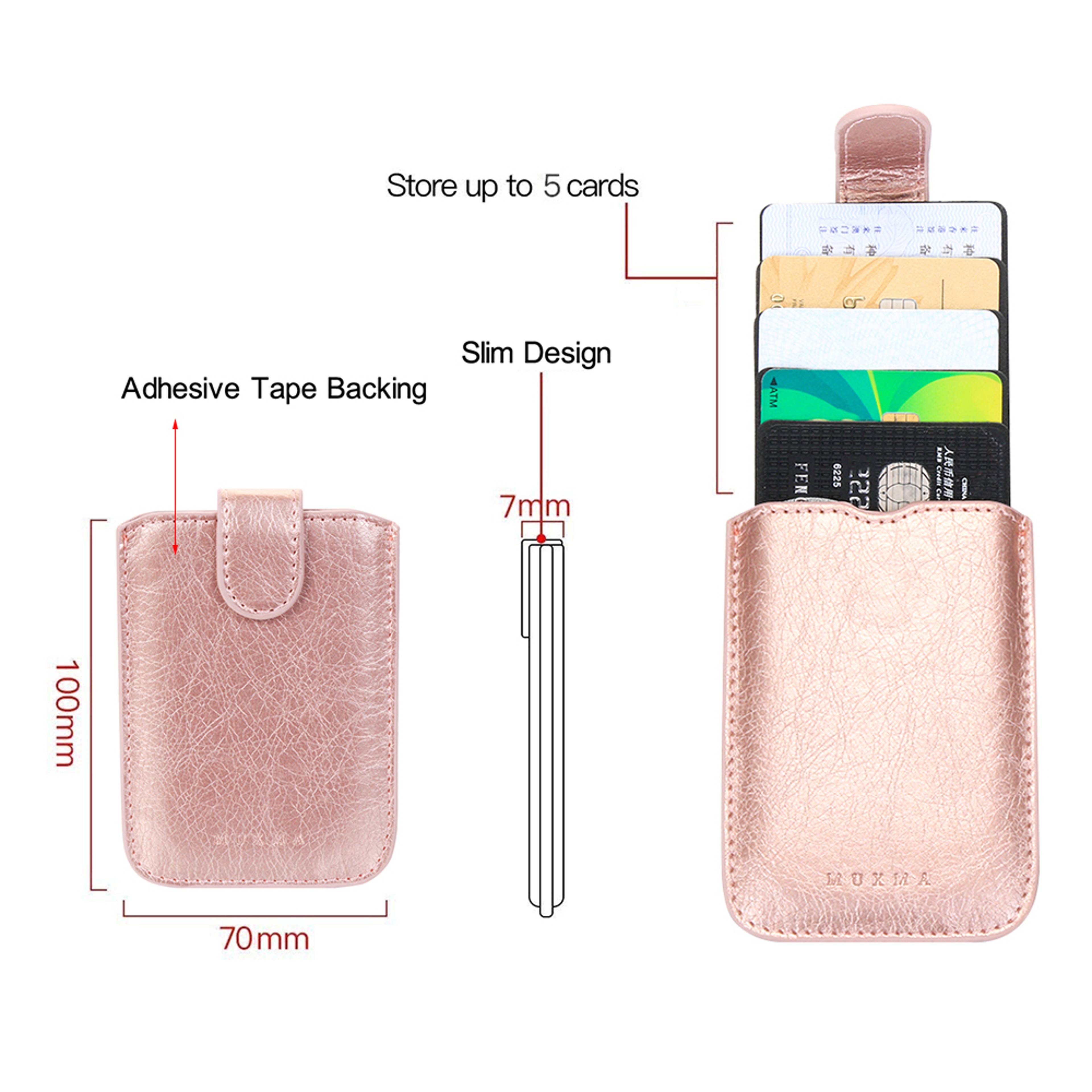 Universal Phone Card Holder with 5 Card Pockets, PU Leather Wallet for Men and Women – view 3