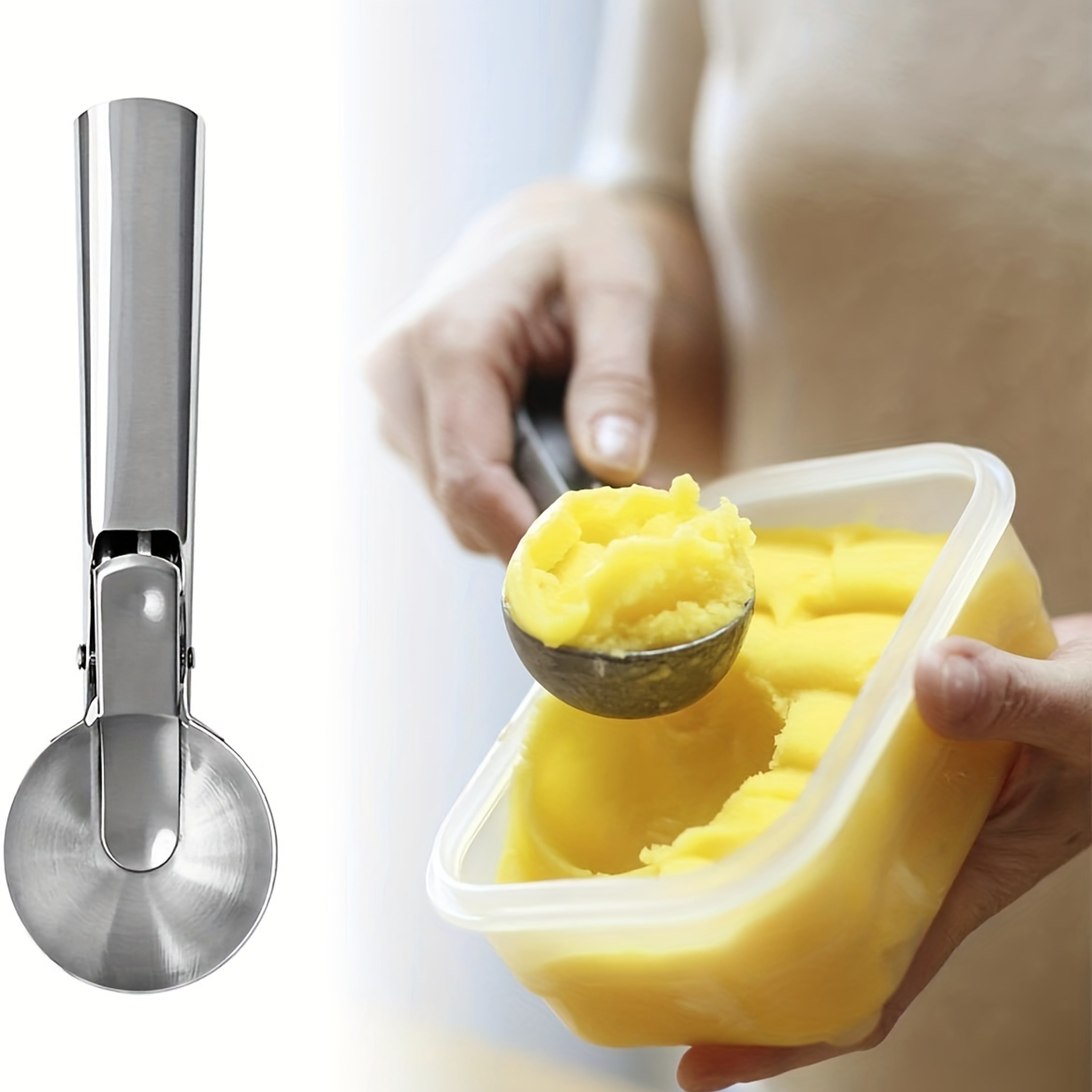 Stainless Steel Ice Cream Scoops DualPurpose Watermelon Spoon Fruit Ball Scoop Tool 3