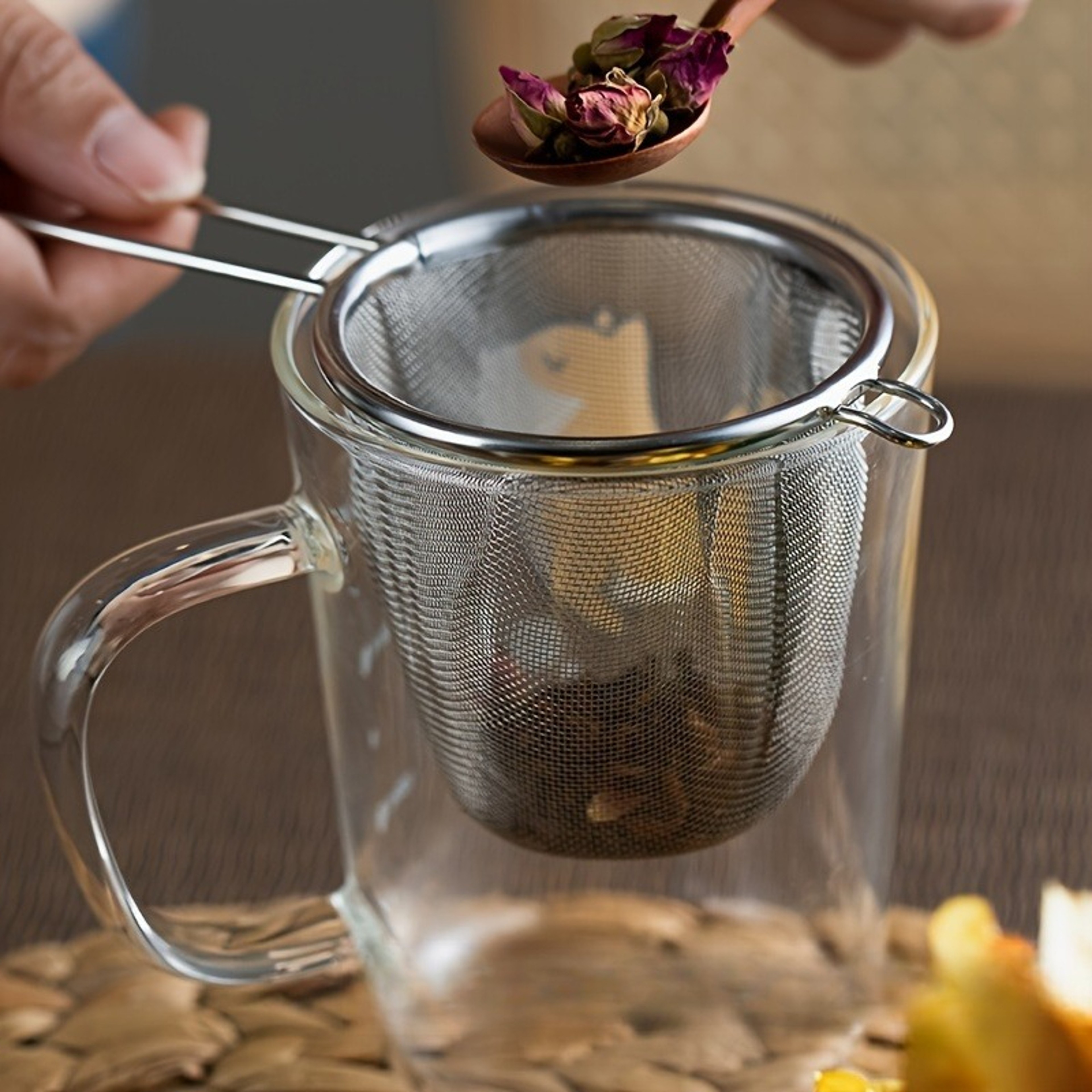 Tea Infuser With Handle Fine Mesh Strainer For Teapot Reusable Coffee And Flour Filter 0