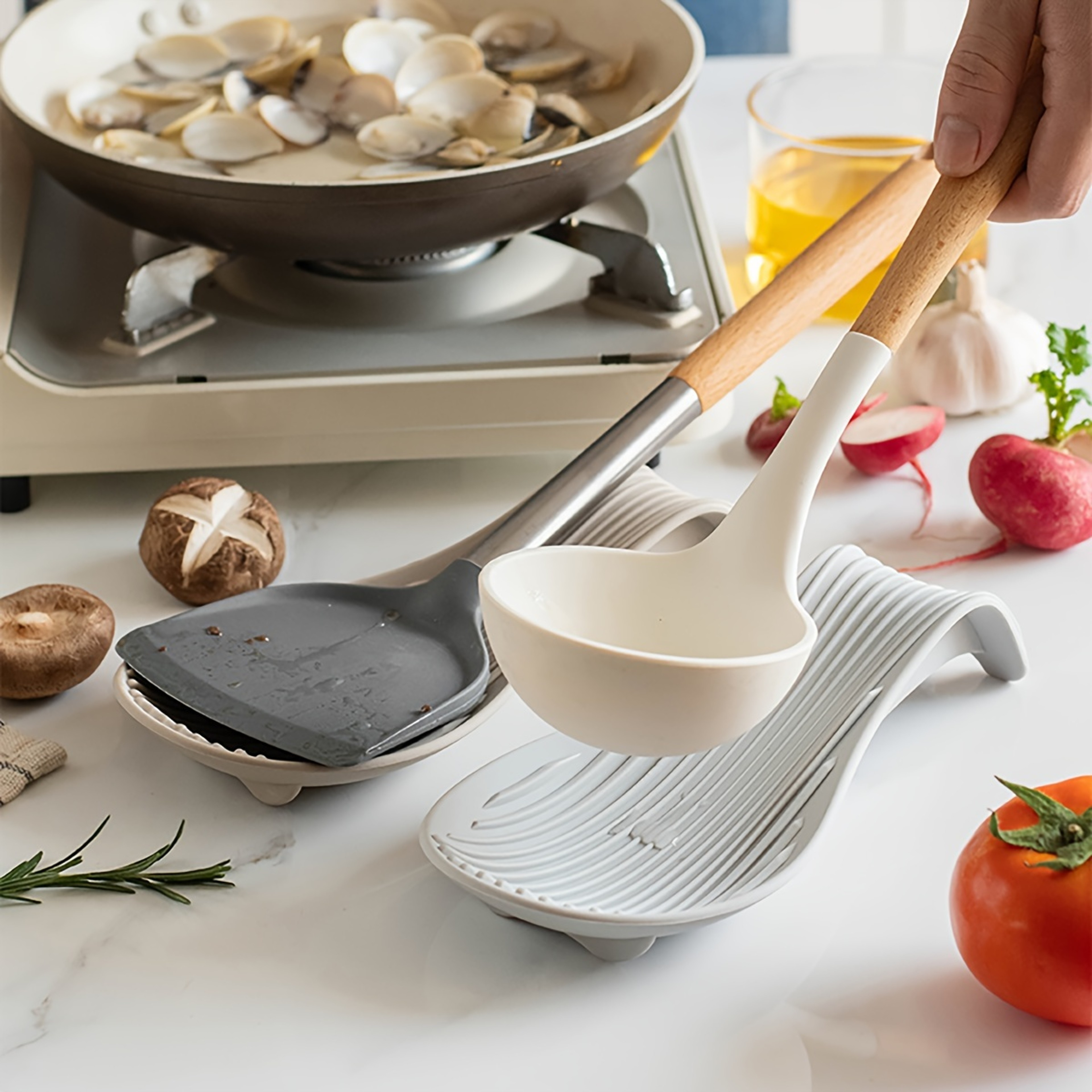 Silicone Spoon Holder Kitchen Spoon Rest, Heat Resistant Utensil Storage, Cooking Tools and Kitchen Accessories – view 3