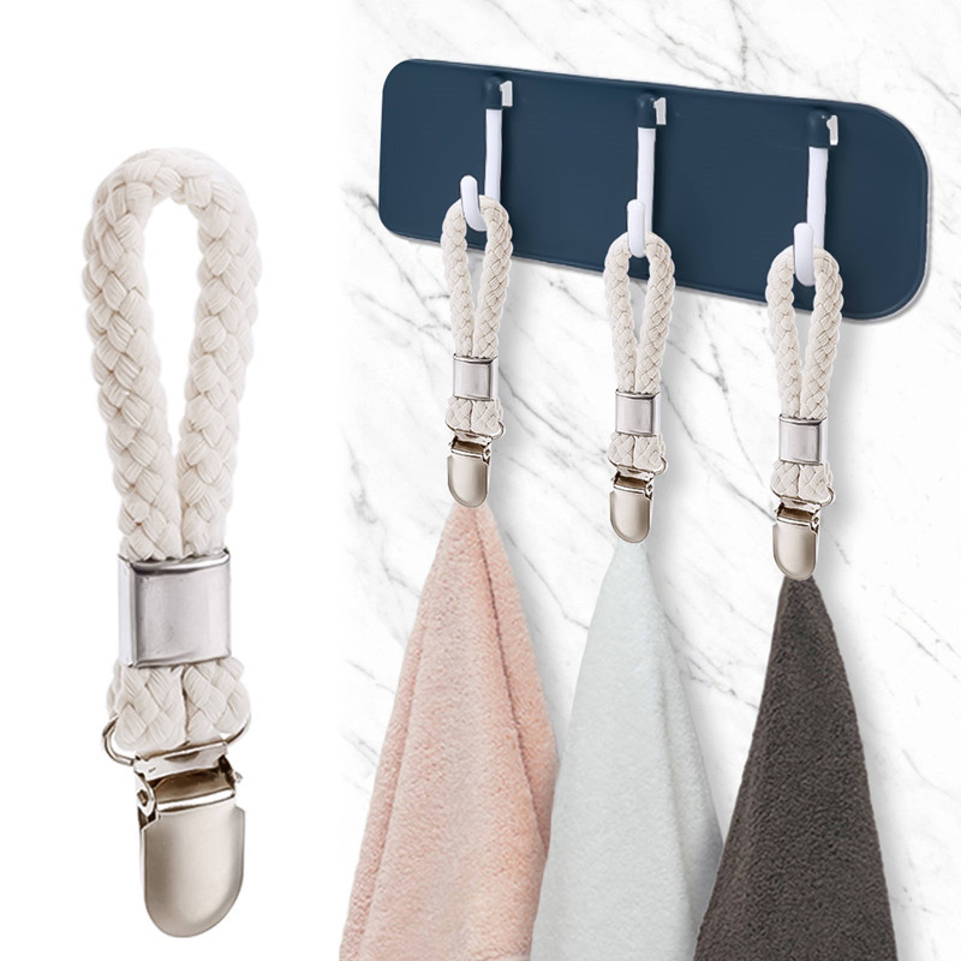 Non-Slip Bathroom Towel Clips, Cotton Metal Clamp, Stainless Steel Hanger – view 1