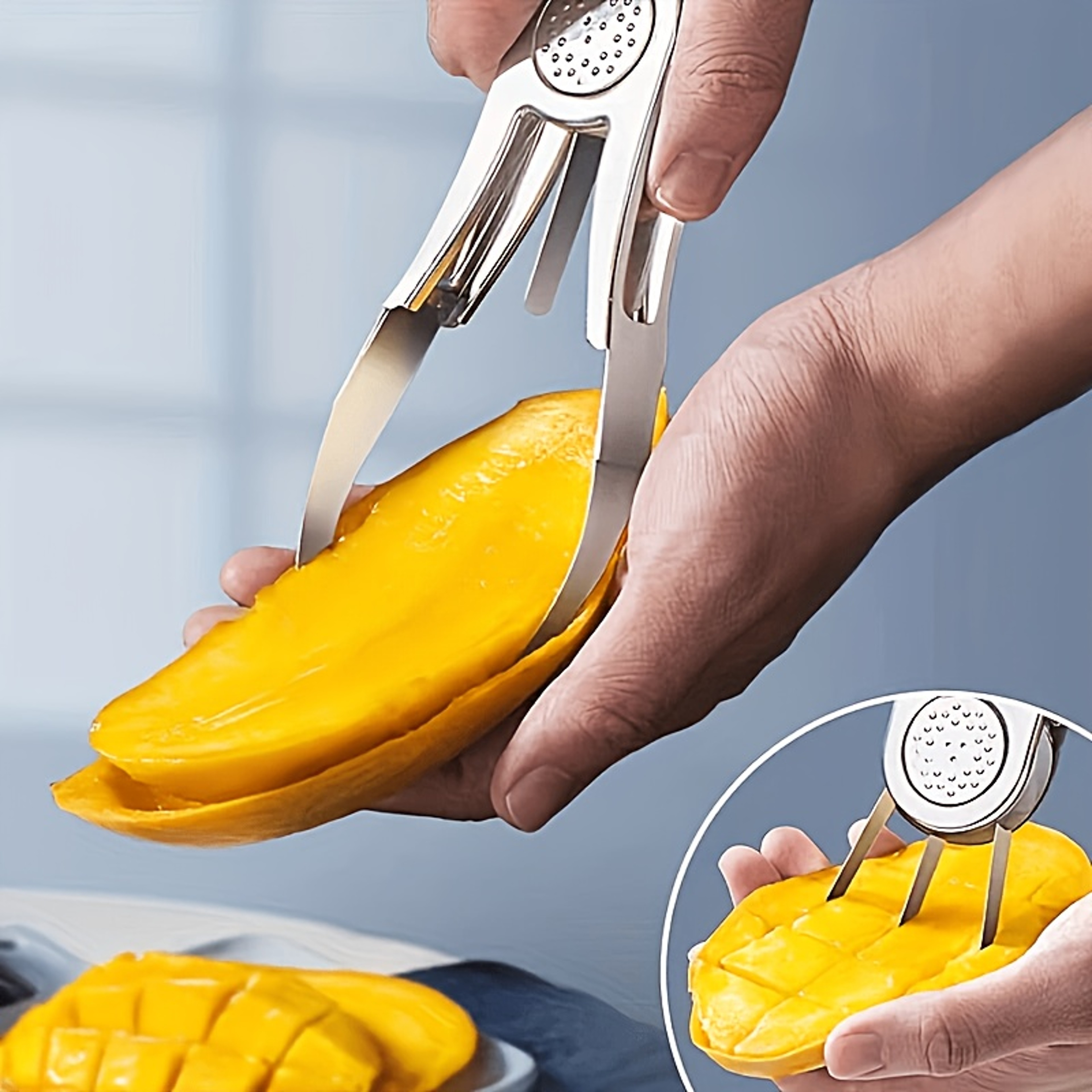 Stainless Steel Mango Cutter Splitter Avocado Slicer Fruit Melon Cutting Knife 2
