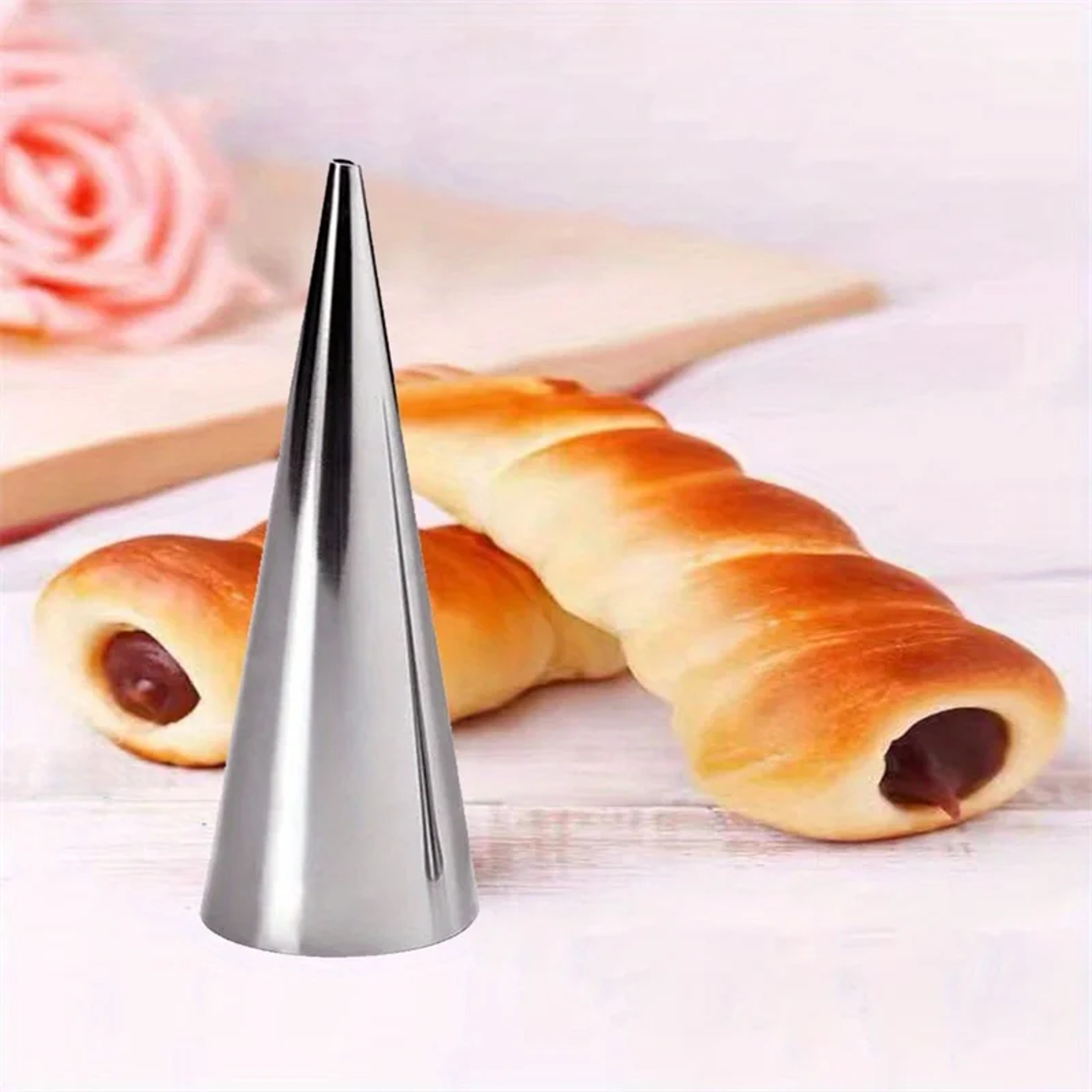 Kitchen Stainless Steel Baking Cones, Horn Pastry Roll Cake Mold for Croissants, Spiral Baked Croissants Tubes – view 3