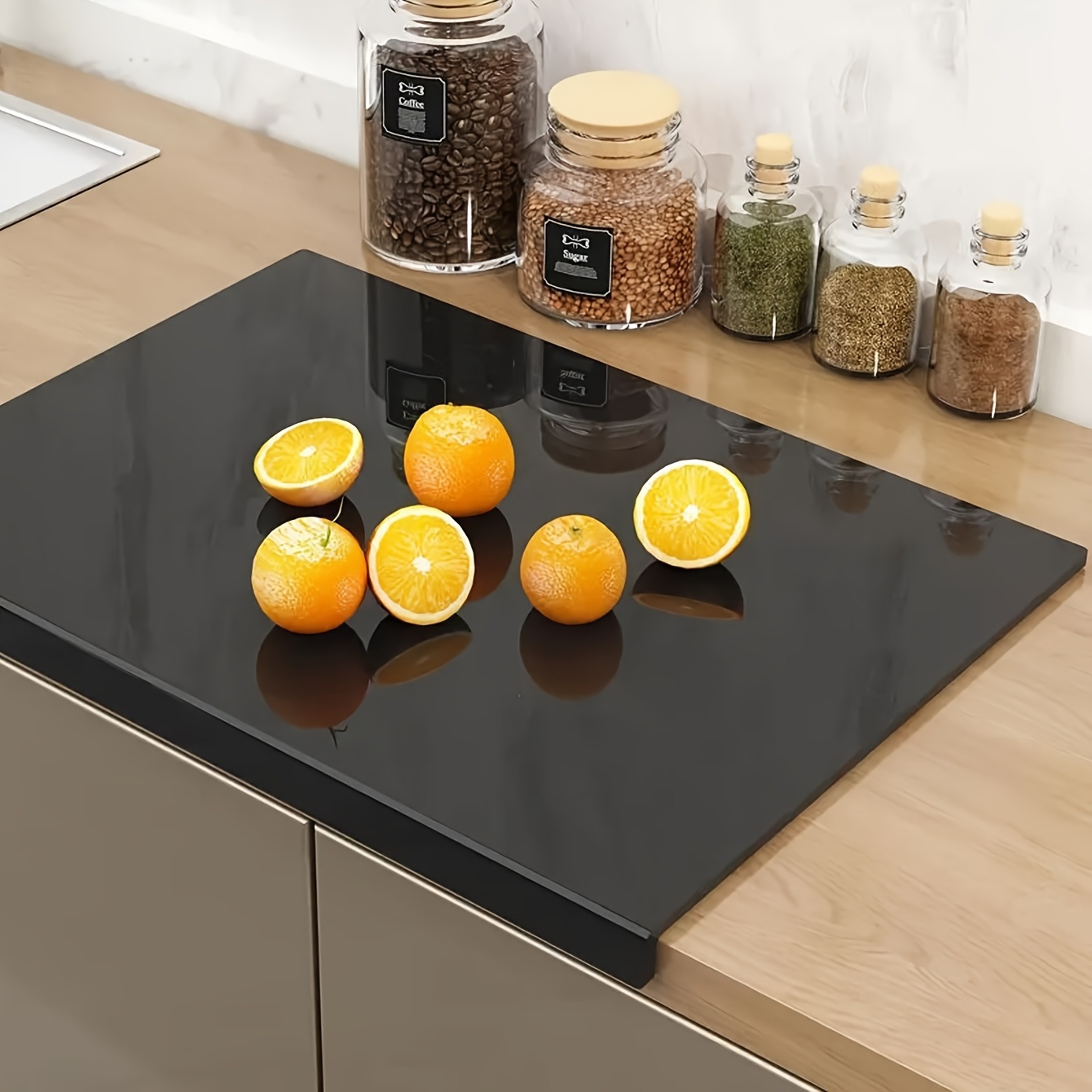 High Toughness Acrylic Large Black Cutting Board NonSlip EasyClean Surface Ideal For Kitchen Counte 0