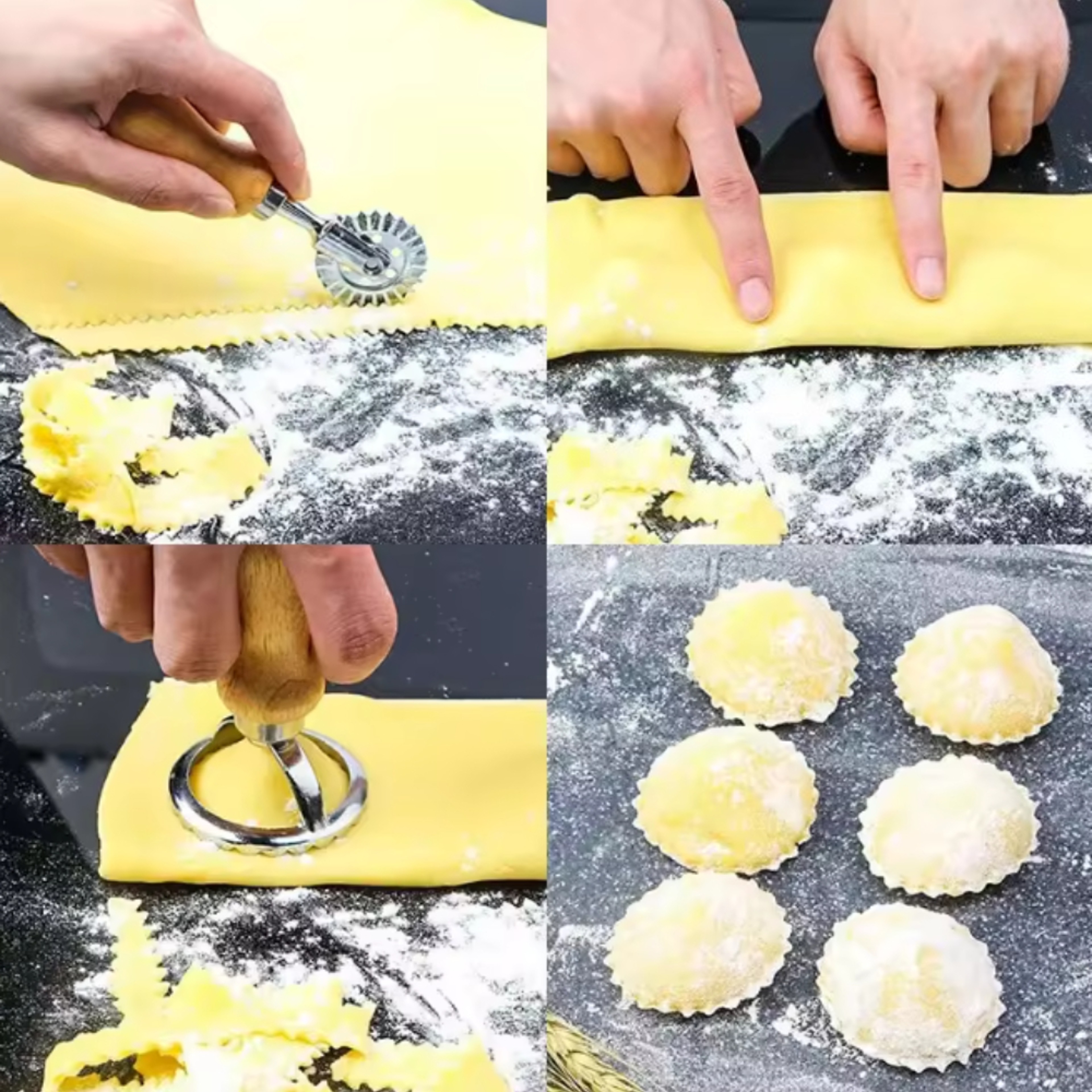 Ravioli Cutter With Wooden Handle Cake Cutter Pasta Molds Round Cookie Baking Tools 4