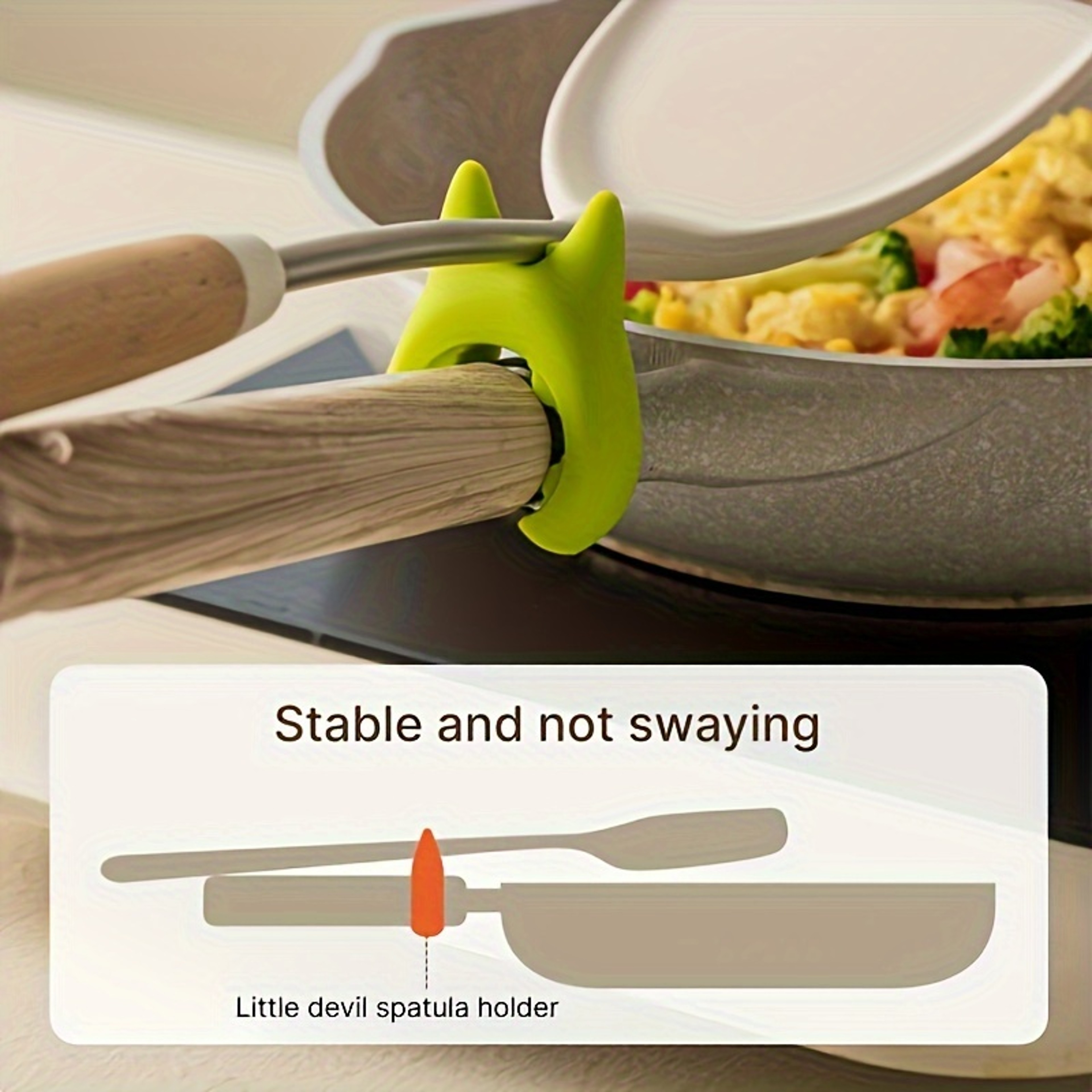 Silicone Kitchen Utensil Set with Wooden Handles, Non-Stick Spatula Slotted Turner – view 5