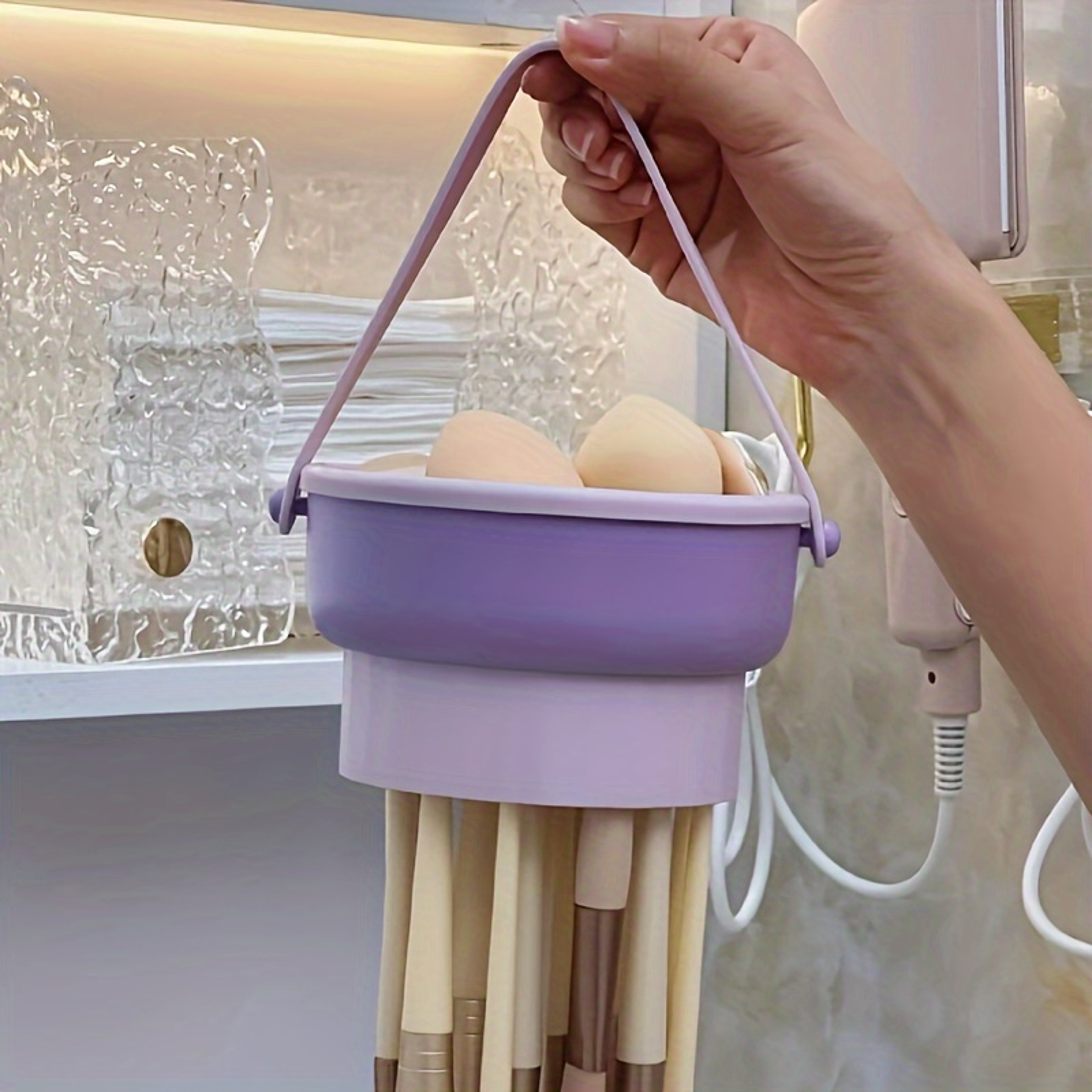 Makeup Brush Cleaning Bowl Beauty Egg Cleaning Tool Brush Powder Puff Storage Set 2