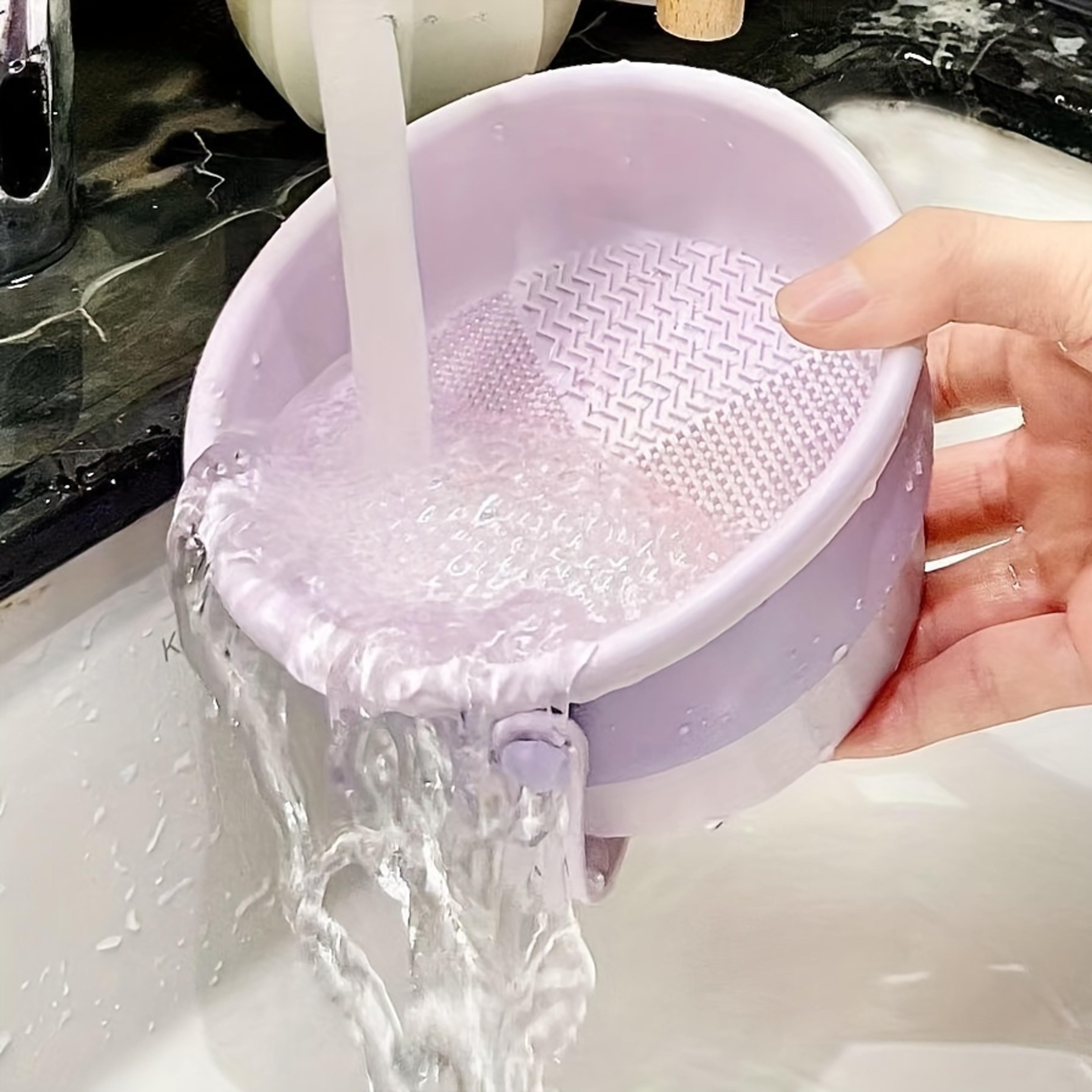 Makeup Brush Cleaning Bowl Beauty Egg Cleaning Tool Brush Powder Puff Storage Set 3