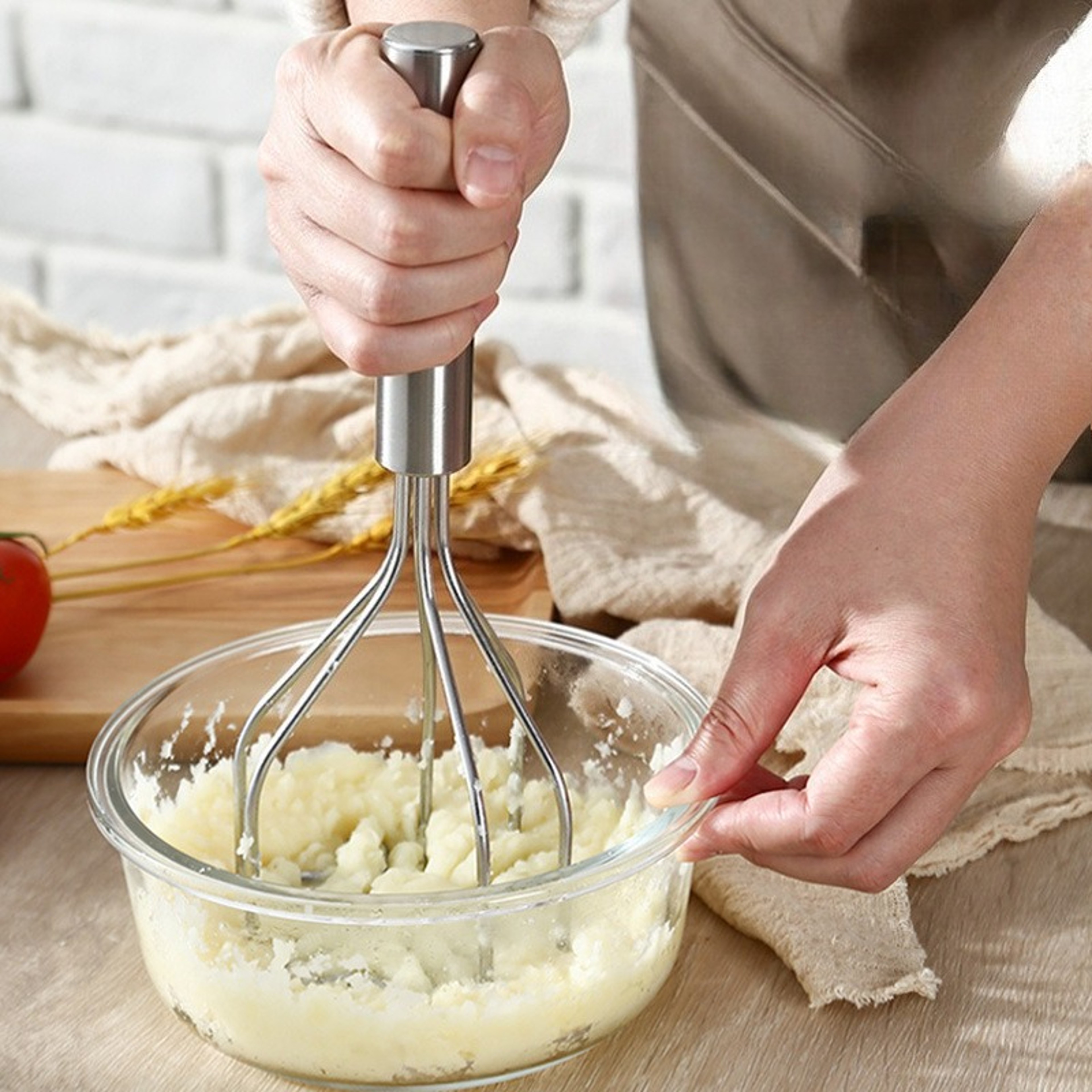 Stainless Steel Potato Masher, Vegetable Fruit Mud Press, Kitchen Gadget for Pumpkin, Sweet Potato Jam Crusher – view 2