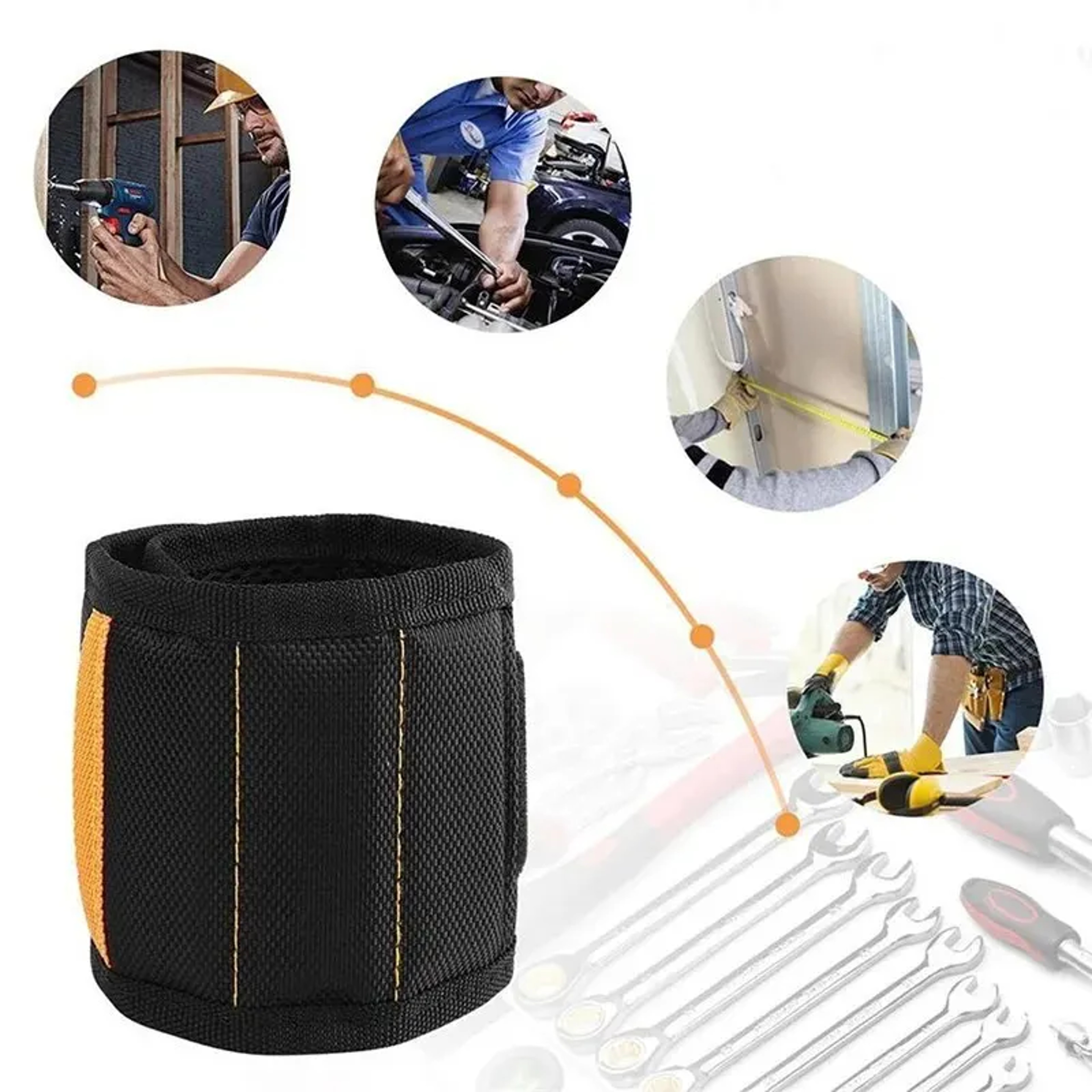 Strong Magnetic Wristband For Tools Portable Tool Bag Adjustable Magnetic Wrist Belt For Screws Nai 4