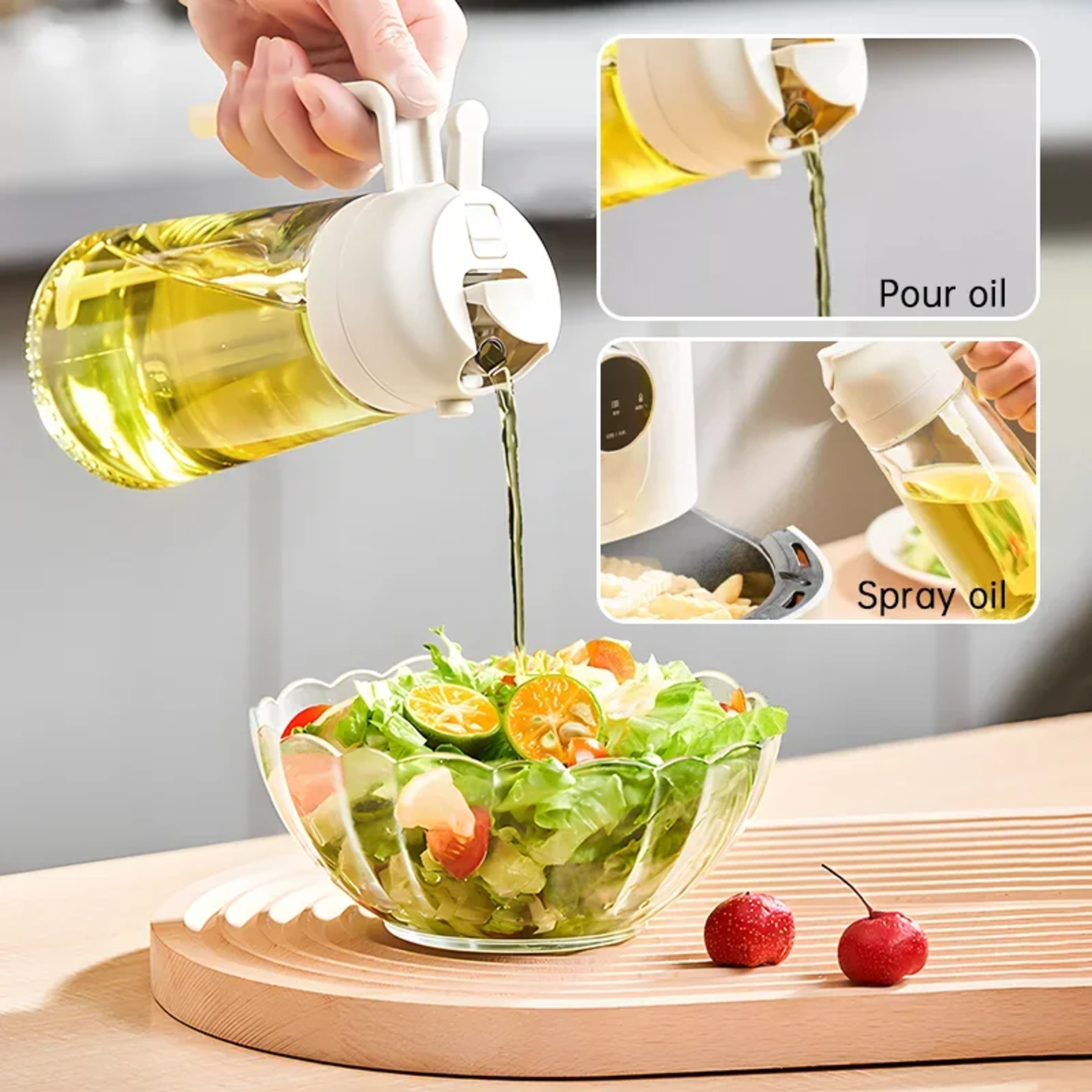 Dualpurpose Camping BBQ Baking Tool Glass Oil Spray Bottle With Pour Spout Nozzle Olive Dispenser 3