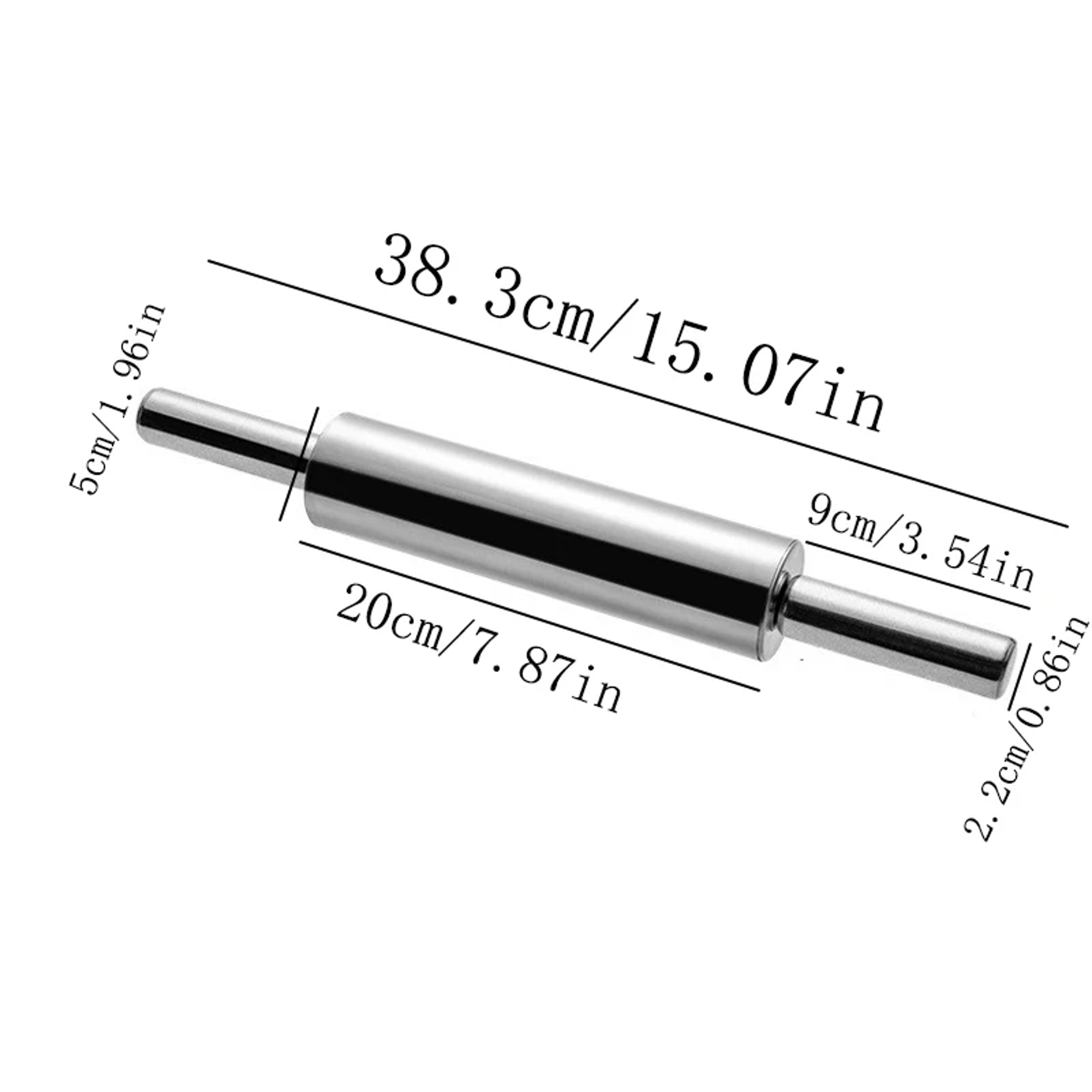 Nonstick Stainless Steel Rolling Pin Kitchen Baking Tools Pizza Roller With Handle For Smooth Flour 6