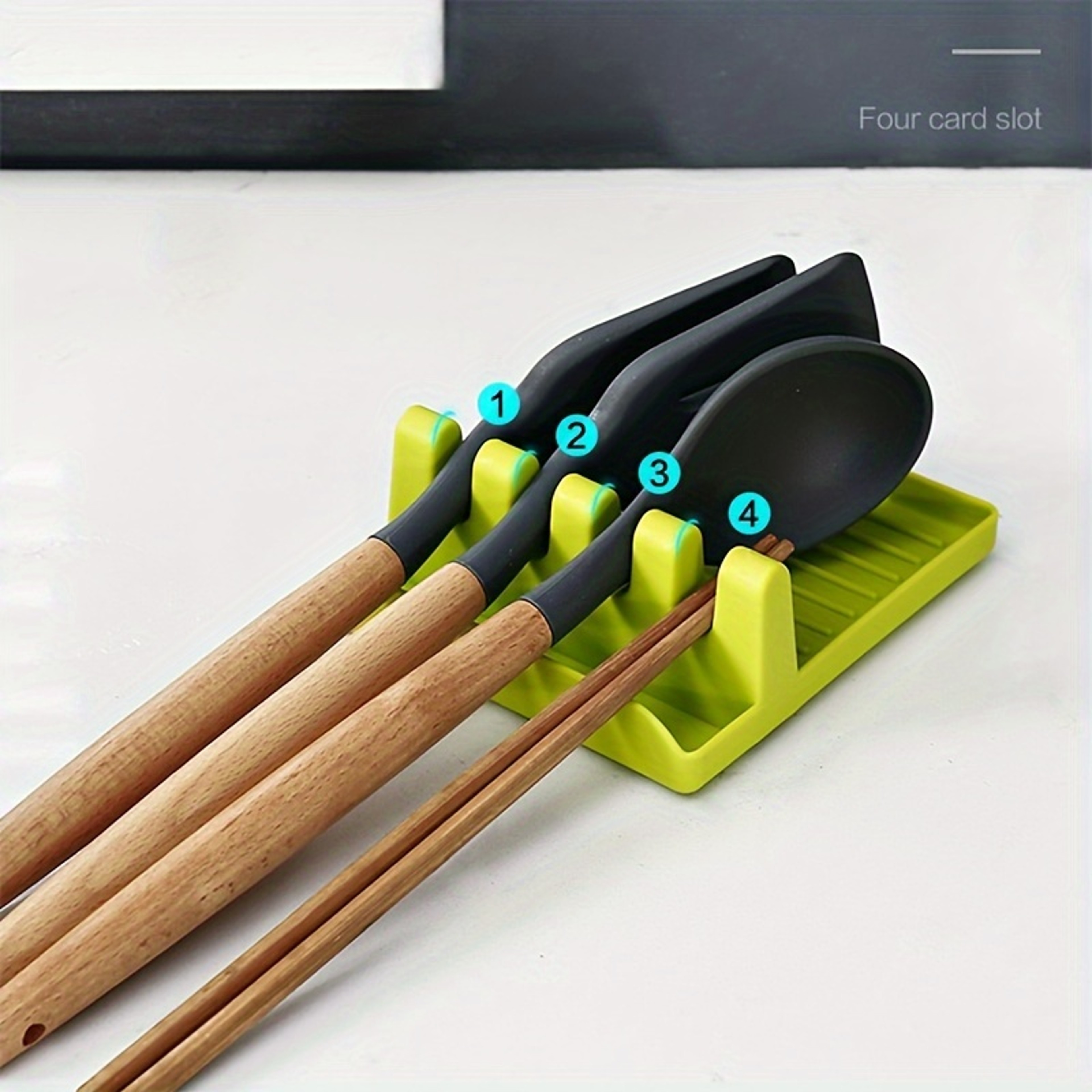 Spoon Storage Rack, Silicone Utensil Holder, Cutlery Holder, Long handled Spoon, Spatula, Put Pot Lid – view 2