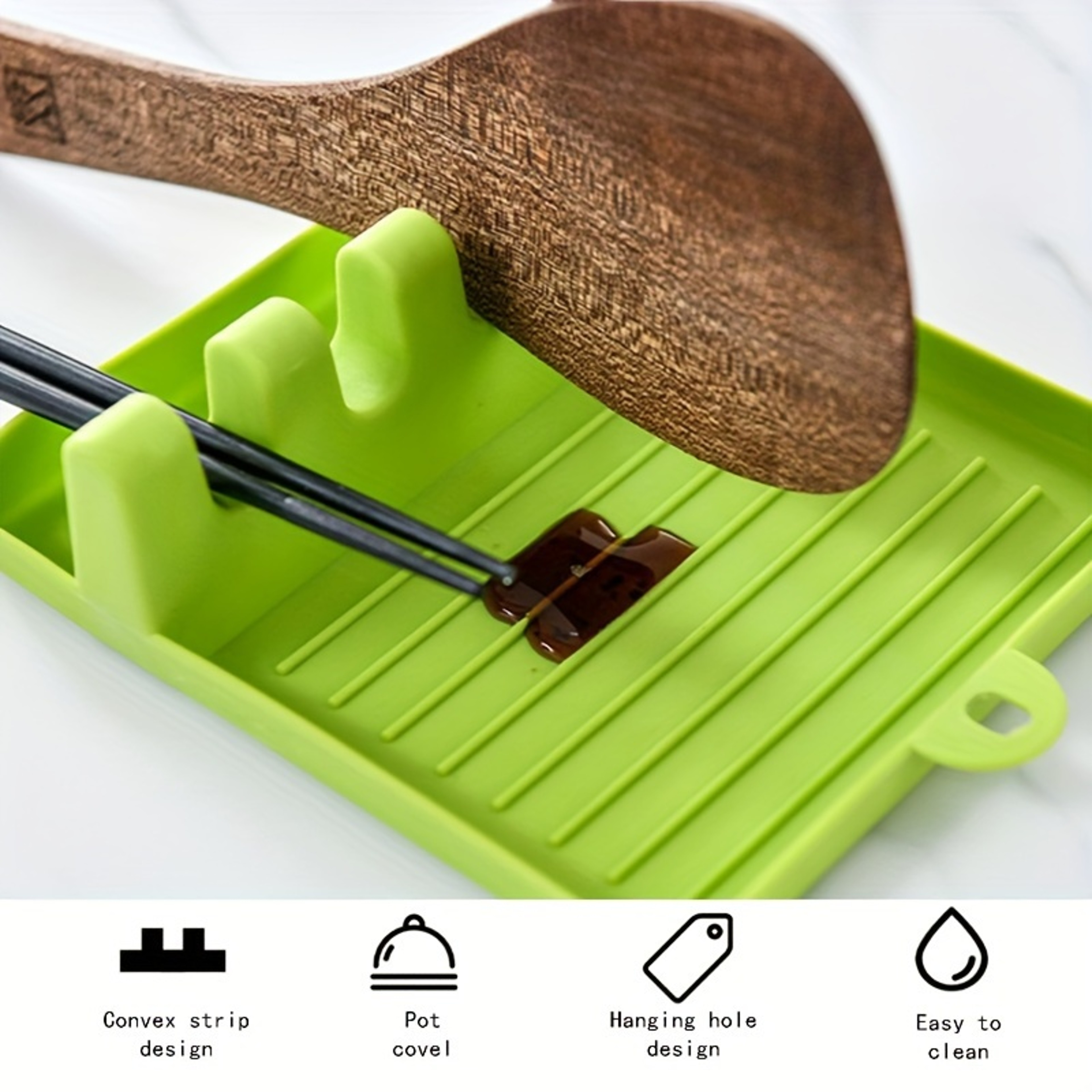 Spoon Storage Rack, Silicone Utensil Holder, Cutlery Holder, Long handled Spoon, Spatula, Put Pot Lid – view 5